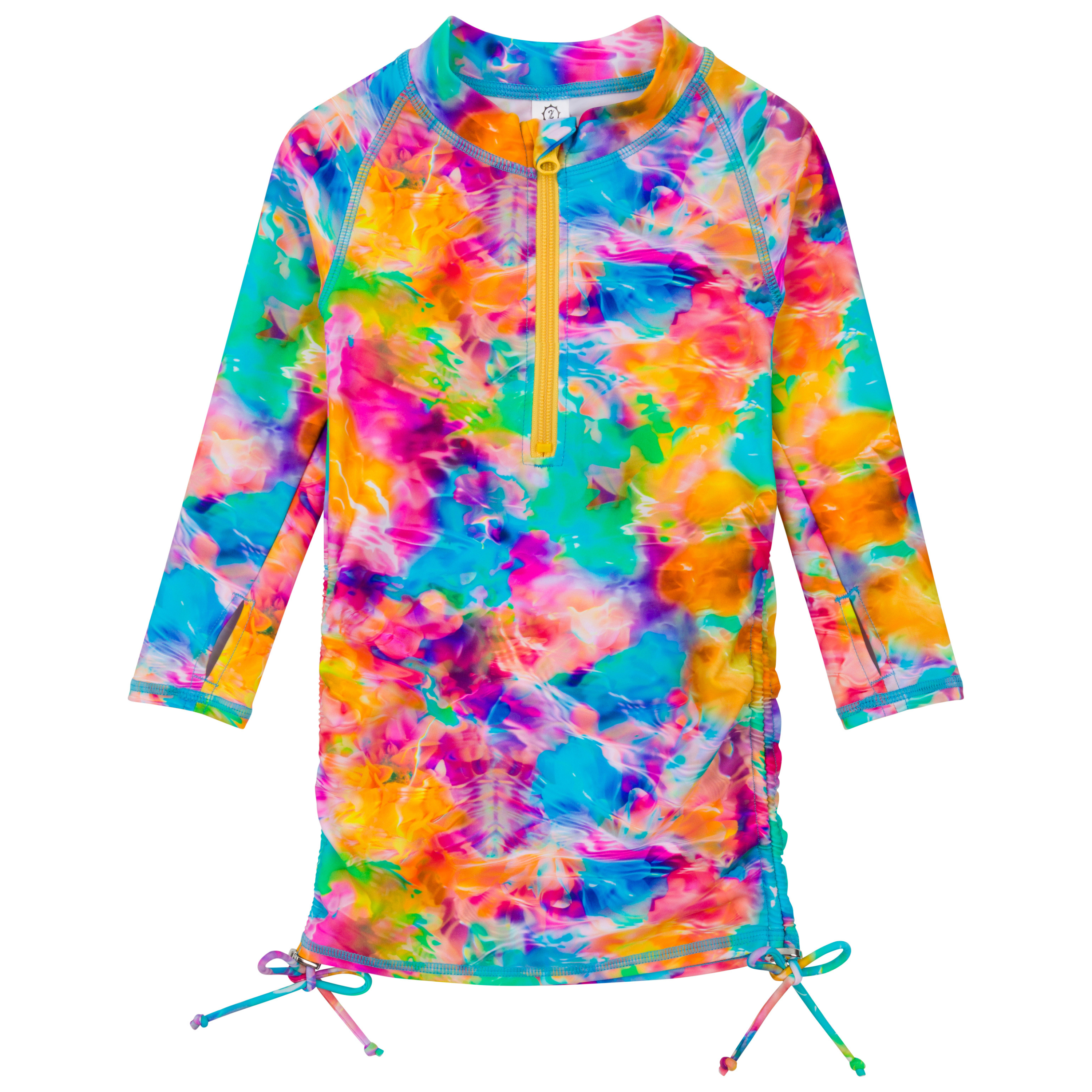 Girls Long Sleeve Swim Dress Cover Up | "Impressions"-2T-Impressions-SwimZip UPF 50+ Sun Protective Swimwear & UV Zipper Rash Guards-pos1
