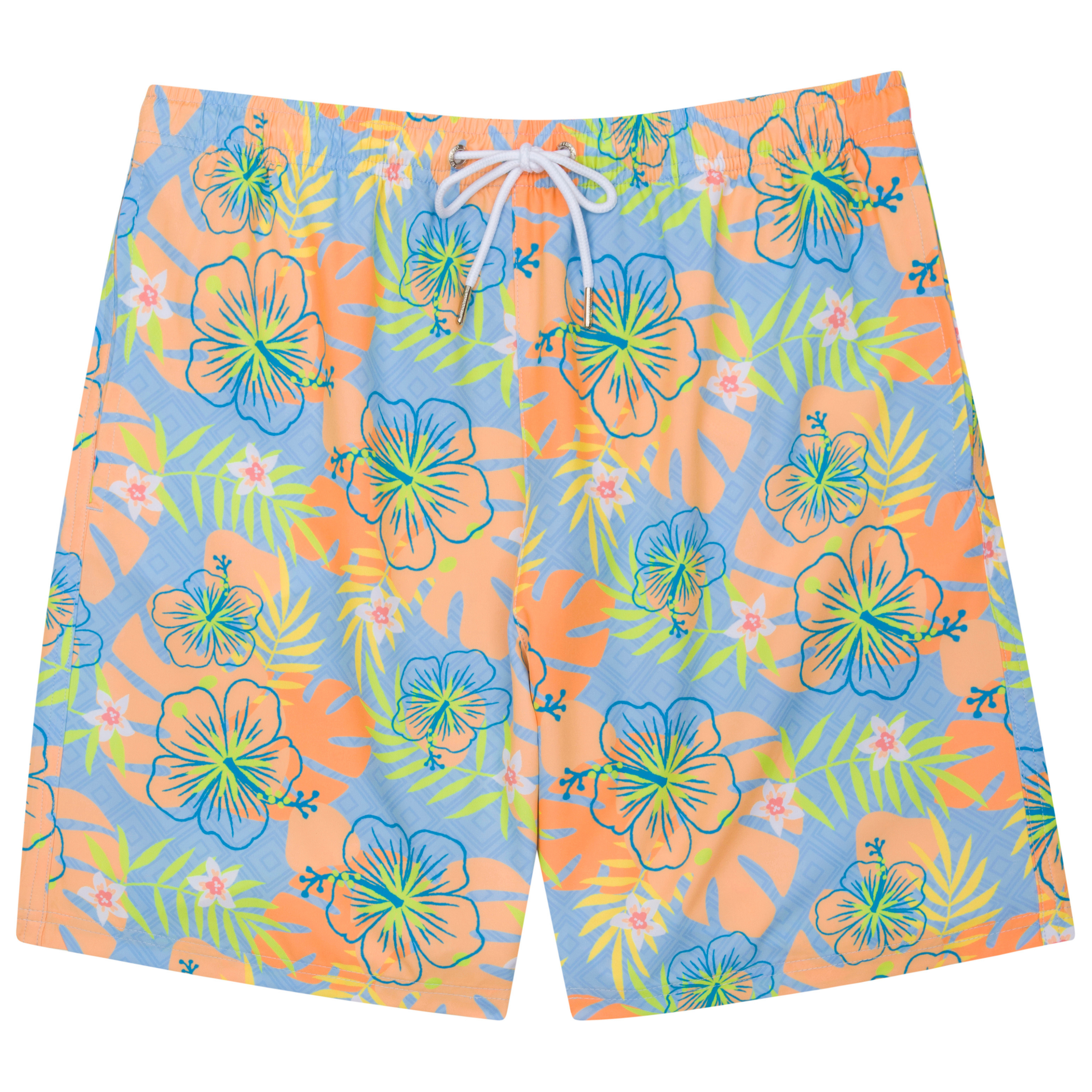 Men's 8" Swim Trunks Boxer Brief Liner | "Groovy"-S-Groovy-SwimZip UPF 50+ Sun Protective Swimwear & UV Zipper Rash Guards-pos1