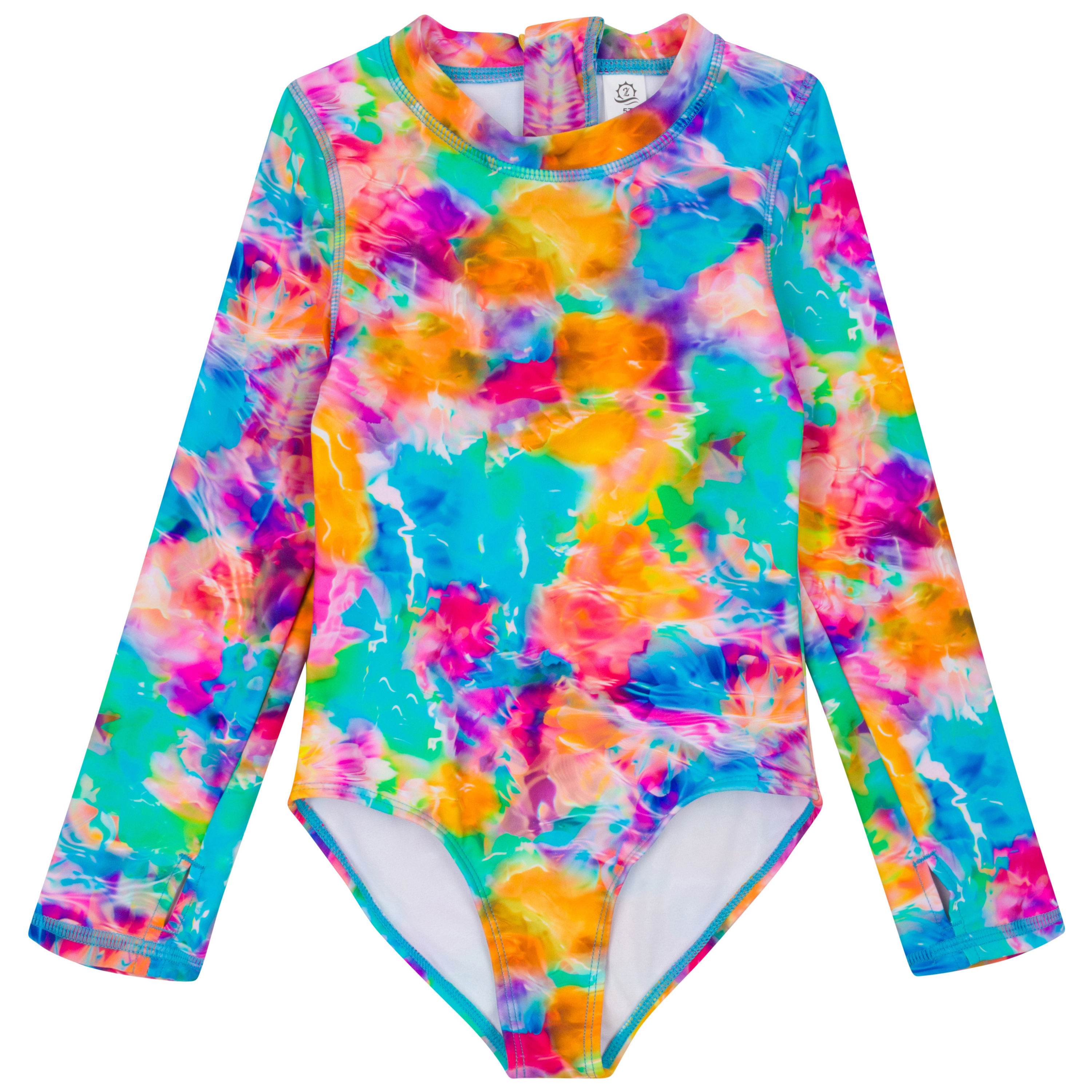 Girls Long Sleeve Surf Suit (One Piece Bodysuit) | "Impressions"-SwimZip UPF 50+ Sun Protective Swimwear & UV Zipper Rash Guards-pos1