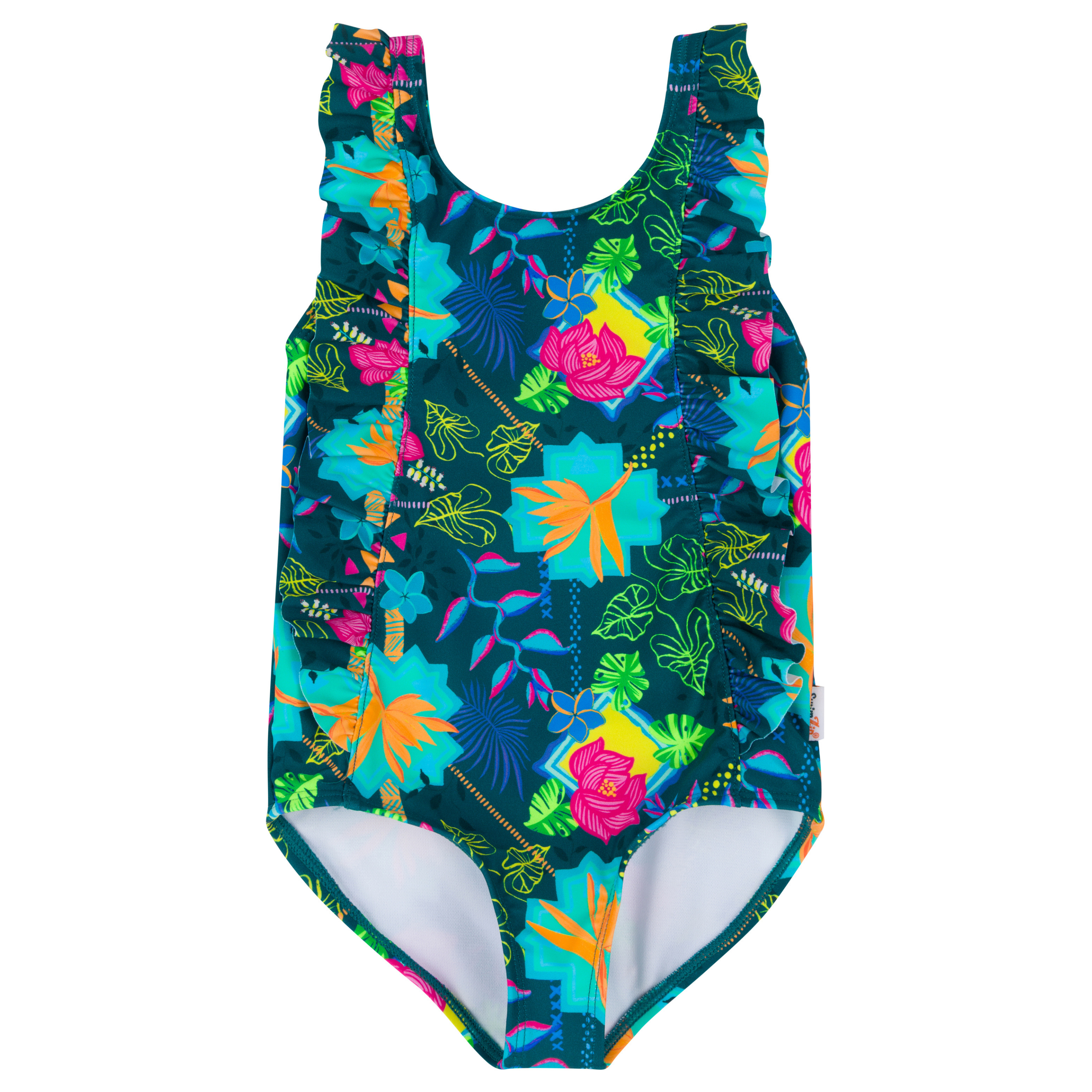 Girls Ruffle One-Piece Swimsuit | "Summer Max"-6-12 Month-Summer Max-SwimZip UPF 50+ Sun Protective Swimwear & UV Zipper Rash Guards-pos1