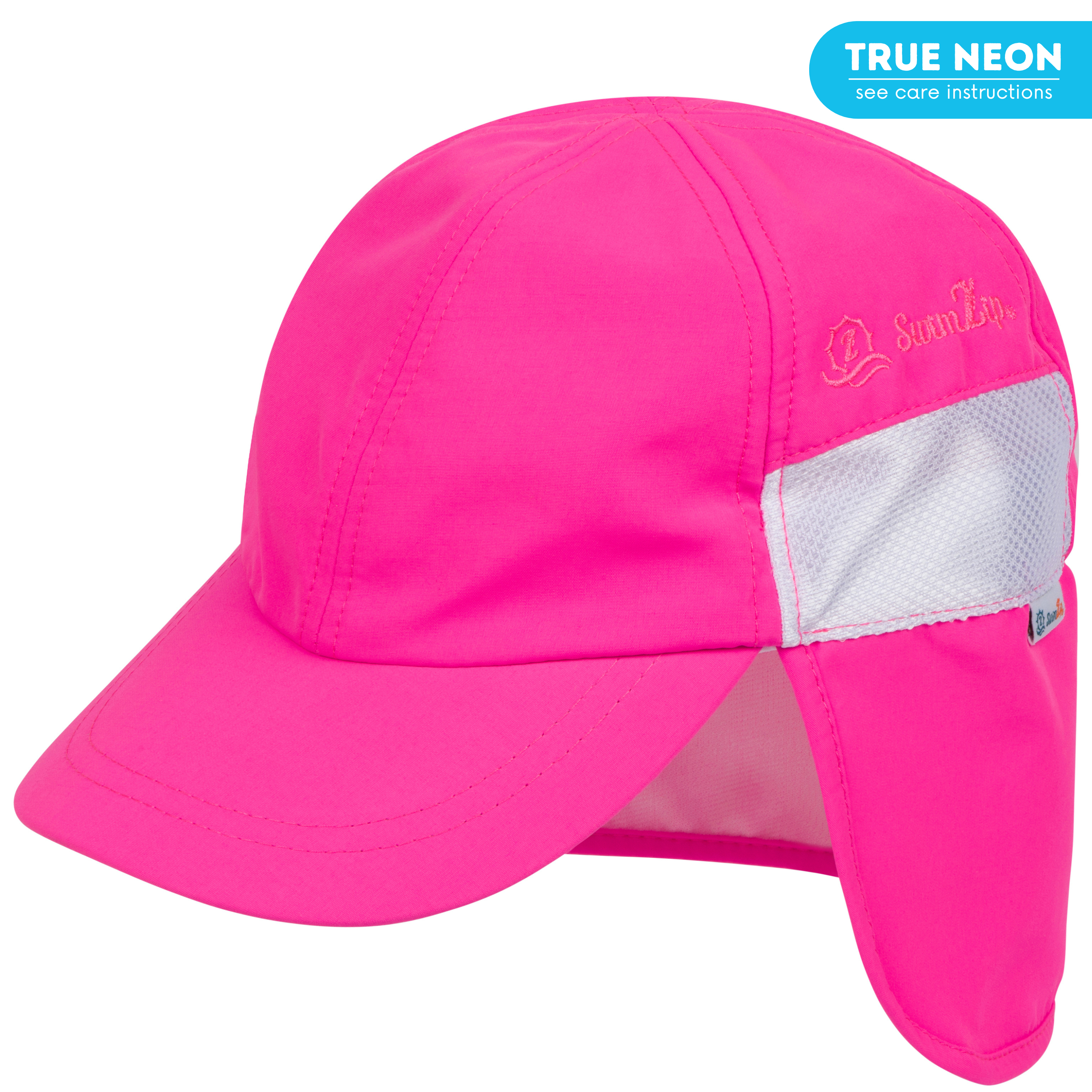 Kids Flap Hat | Neon Shocking Pink-0-6 Month-Neon Shocking Pink-SwimZip UPF 50+ Sun Protective Swimwear & UV Zipper Rash Guards-pos1