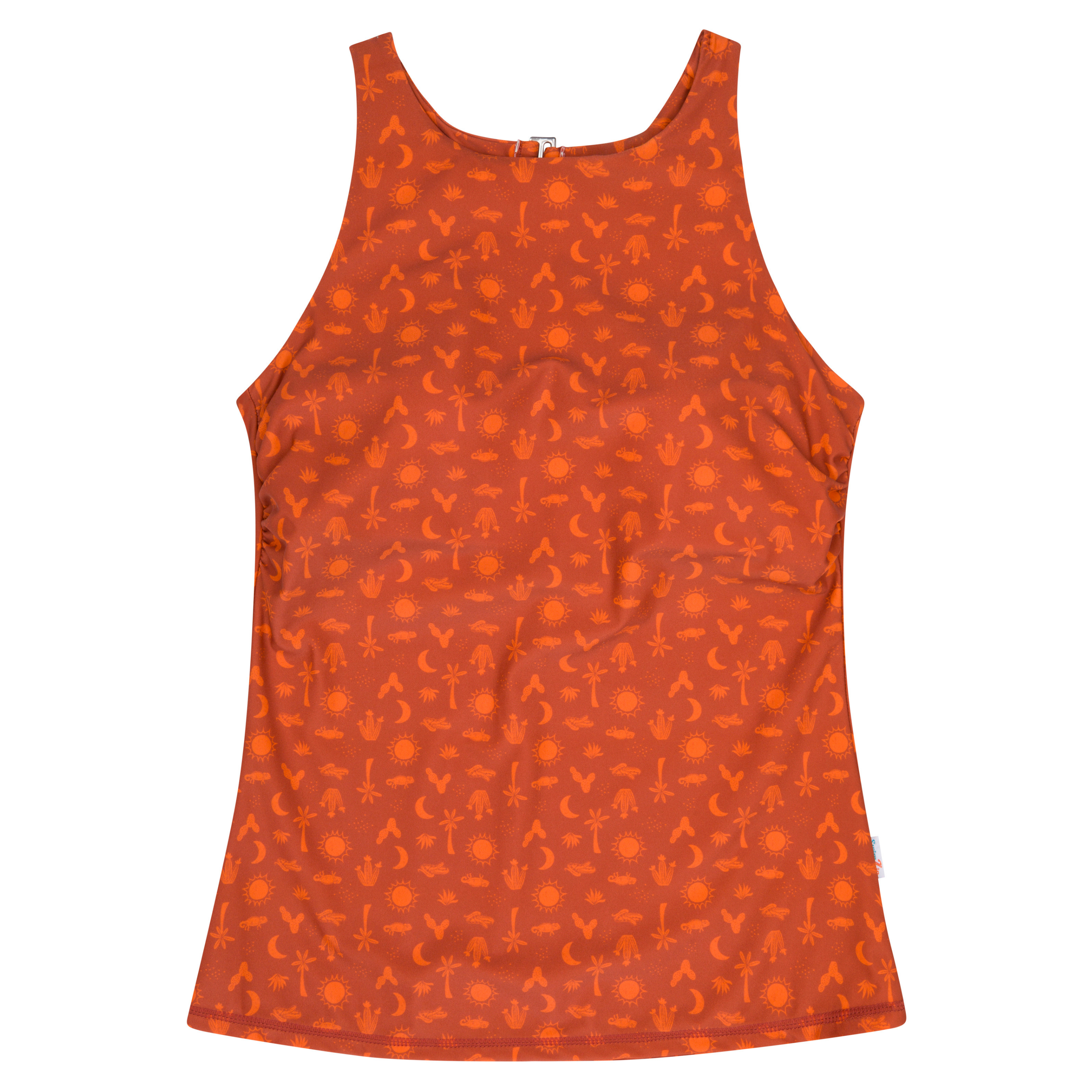 Women’s High Neck Fitted Tankini Top | “Desert”-XS-Desert-SwimZip UPF 50+ Sun Protective Swimwear & UV Zipper Rash Guards-pos1