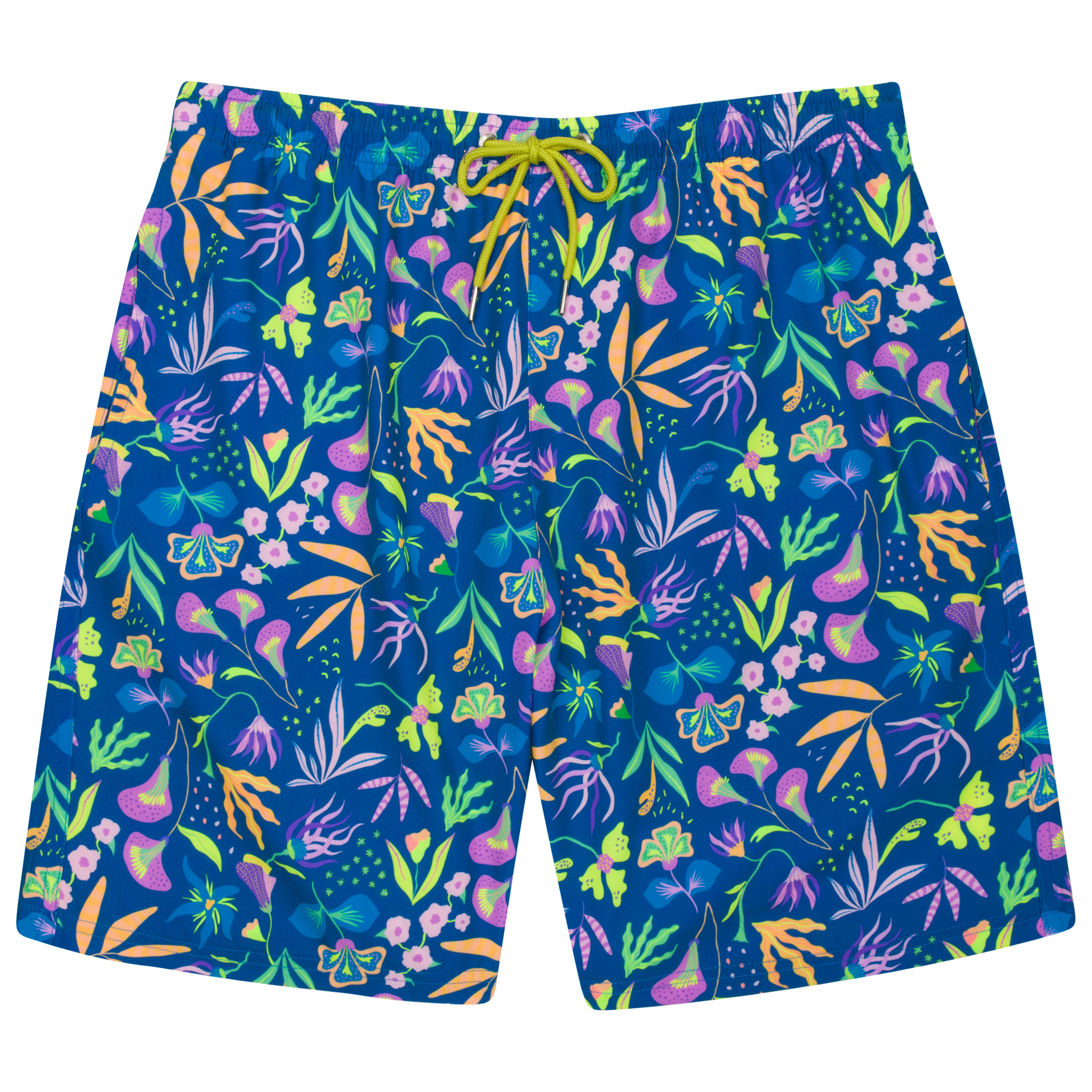 Men's 8" Swim Trunks Boxer Brief Liner | "Tropadelic"-Small-Tropadelic-SwimZip UPF 50+ Sun Protective Swimwear & UV Zipper Rash Guards-pos1