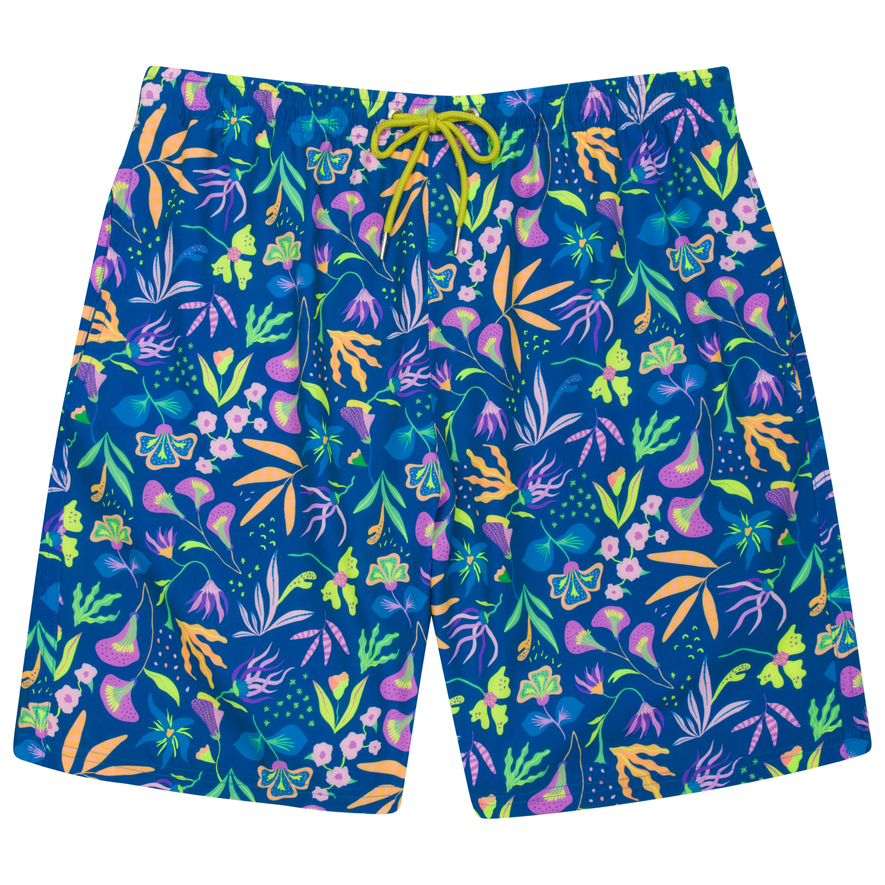 Men's 8" Swim Trunks Boxer Brief Liner | "Tropadelic"-S-Tropadelic-SwimZip UPF 50+ Sun Protective Swimwear & UV Zipper Rash Guards-pos1