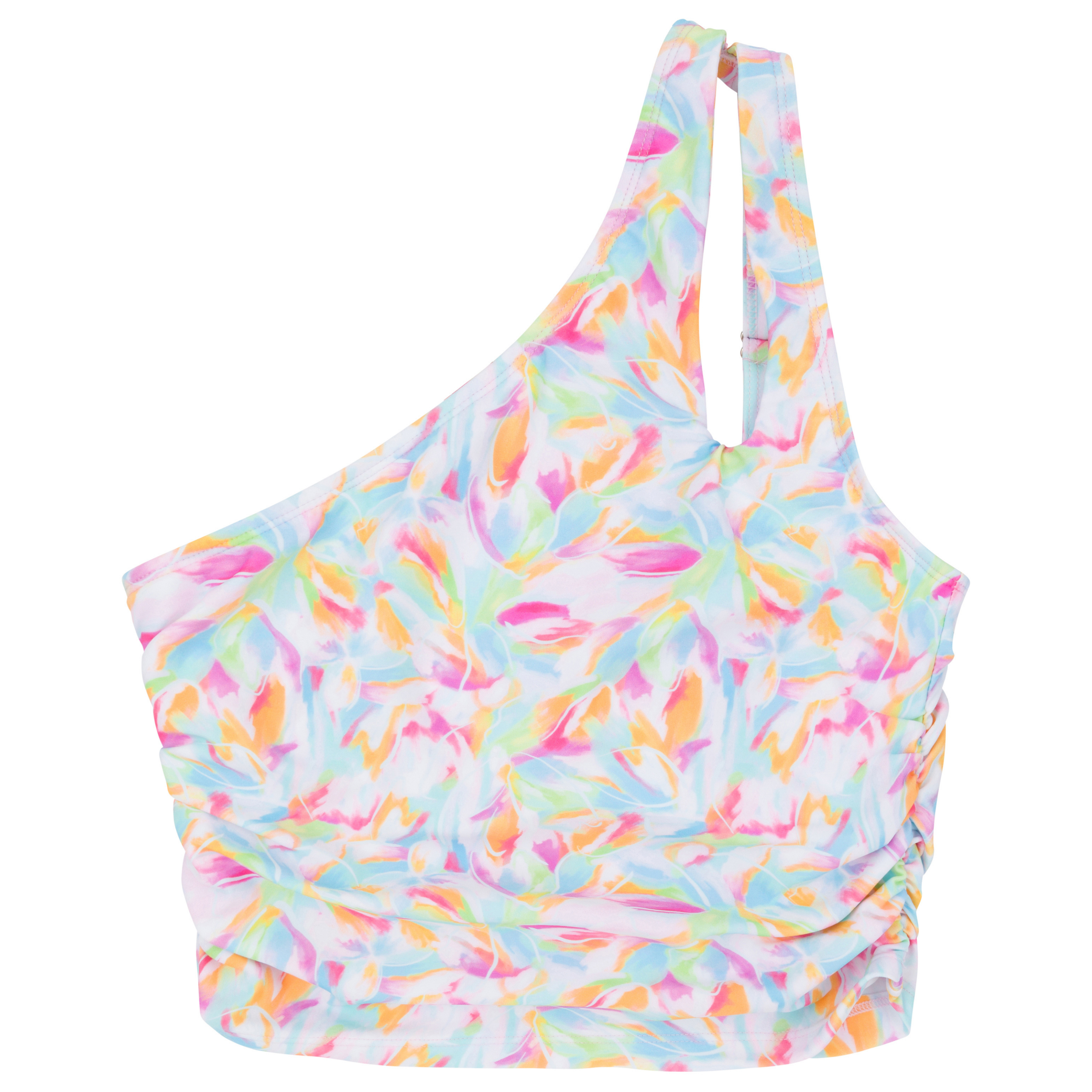 Women’s One Shoulder Crop Tankini Top | “Petals"-SwimZip UPF 50+ Sun Protective Swimwear & UV Zipper Rash Guards-pos1