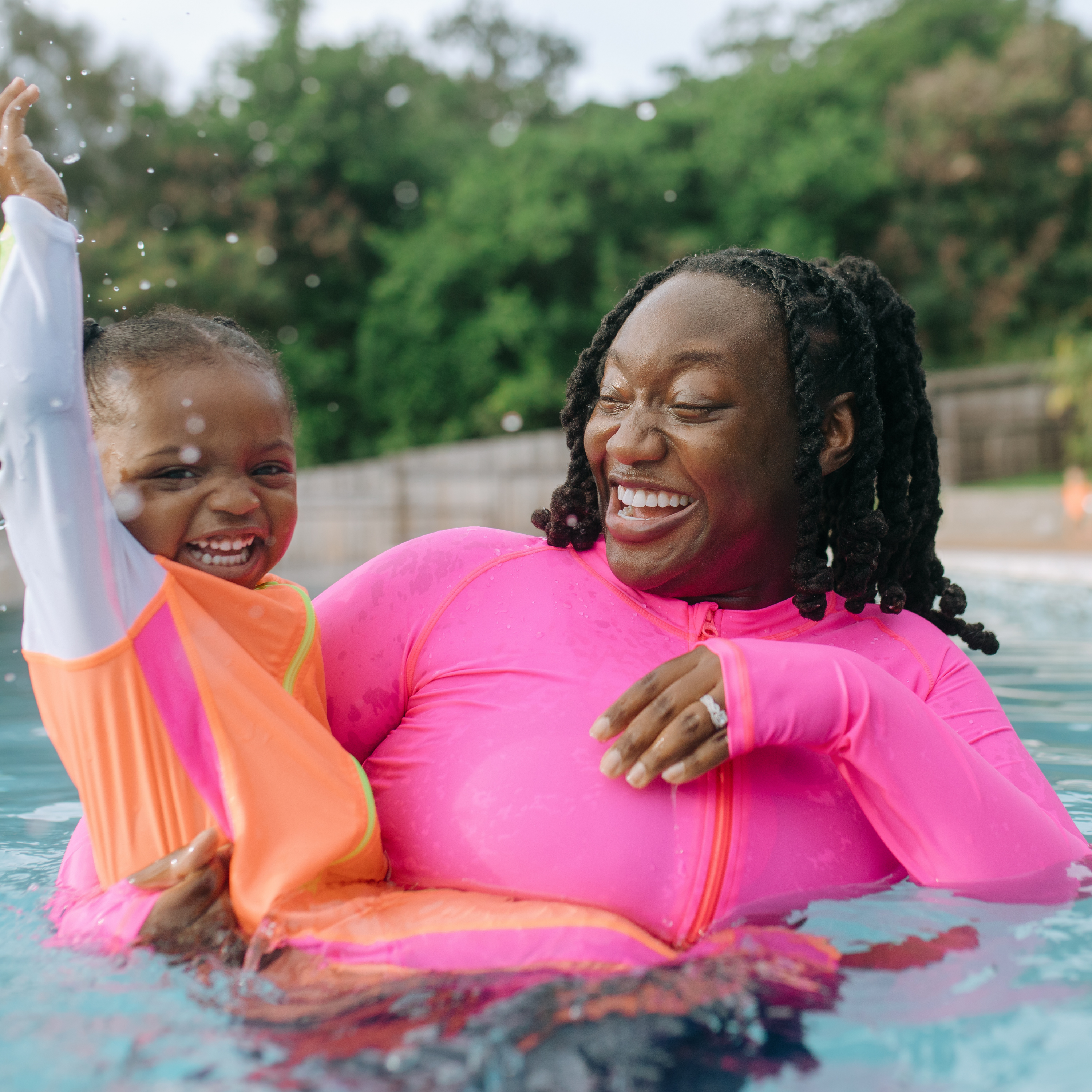 Women's Long Sleeve Crop Rash Guard | “Neon Pink”-SwimZip UPF 50+ Sun Protective Swimwear & UV Zipper Rash Guards-pos2