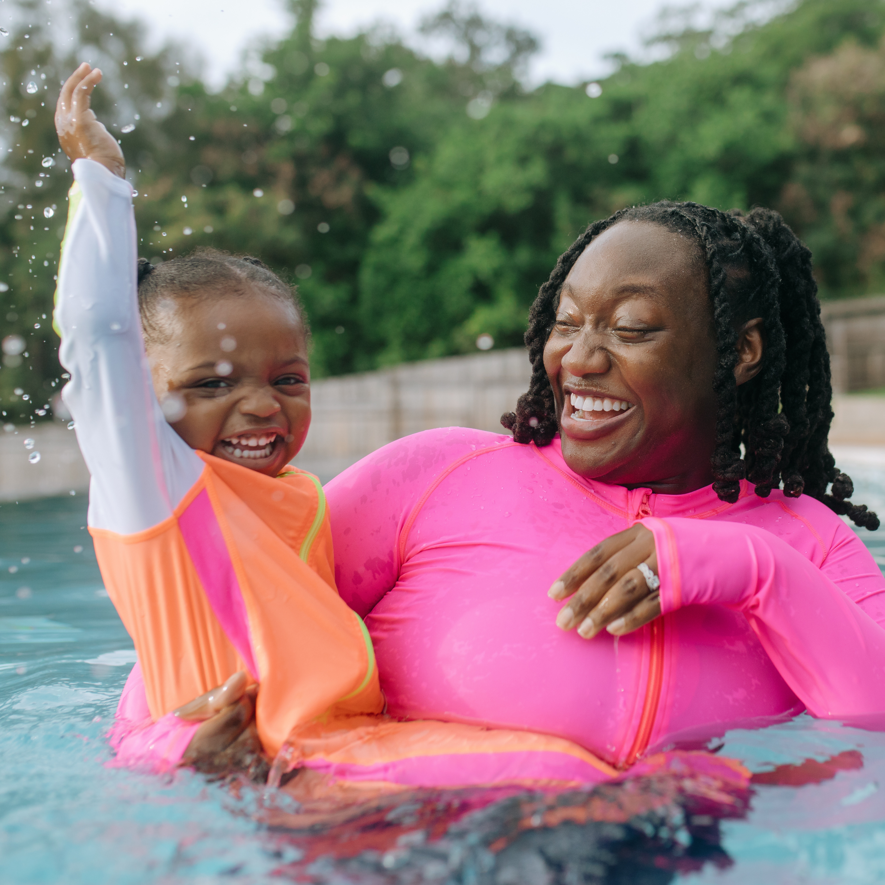 Sunsuit - Long Sleeve Romper Swimsuit | "Neon Orange/White"-SwimZip UPF 50+ Sun Protective Swimwear & UV Zipper Rash Guards-pos3