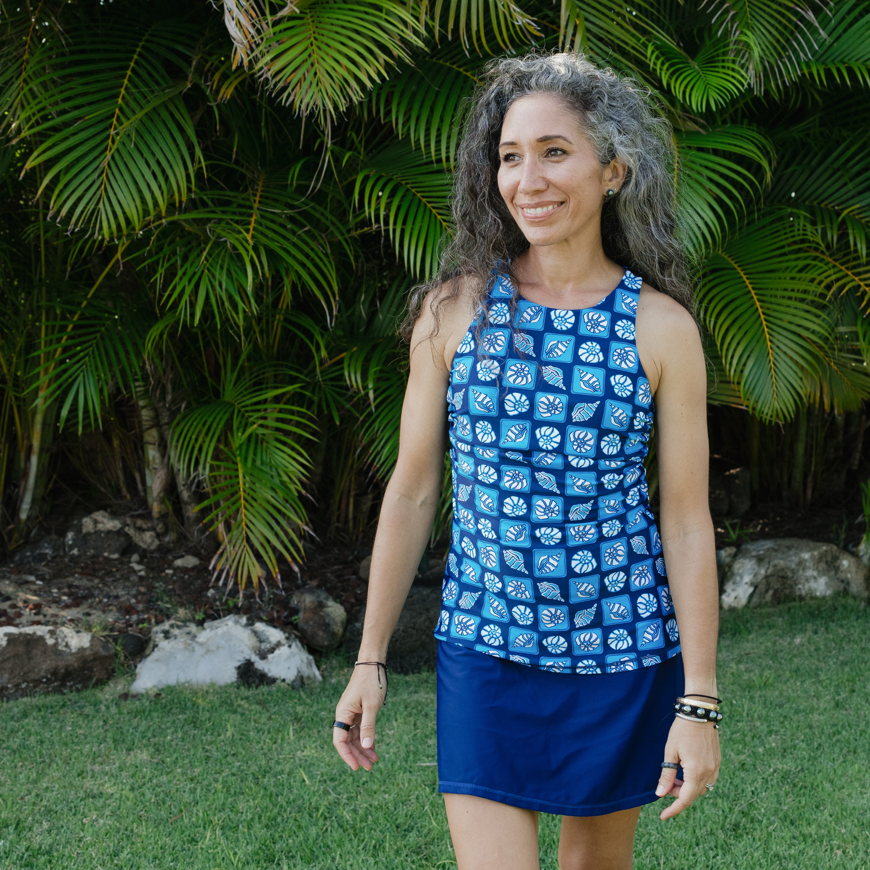 Women’s High Neck Fitted Tankini Top | “Coastal"-SwimZip UPF 50+ Sun Protective Swimwear & UV Zipper Rash Guards-pos9