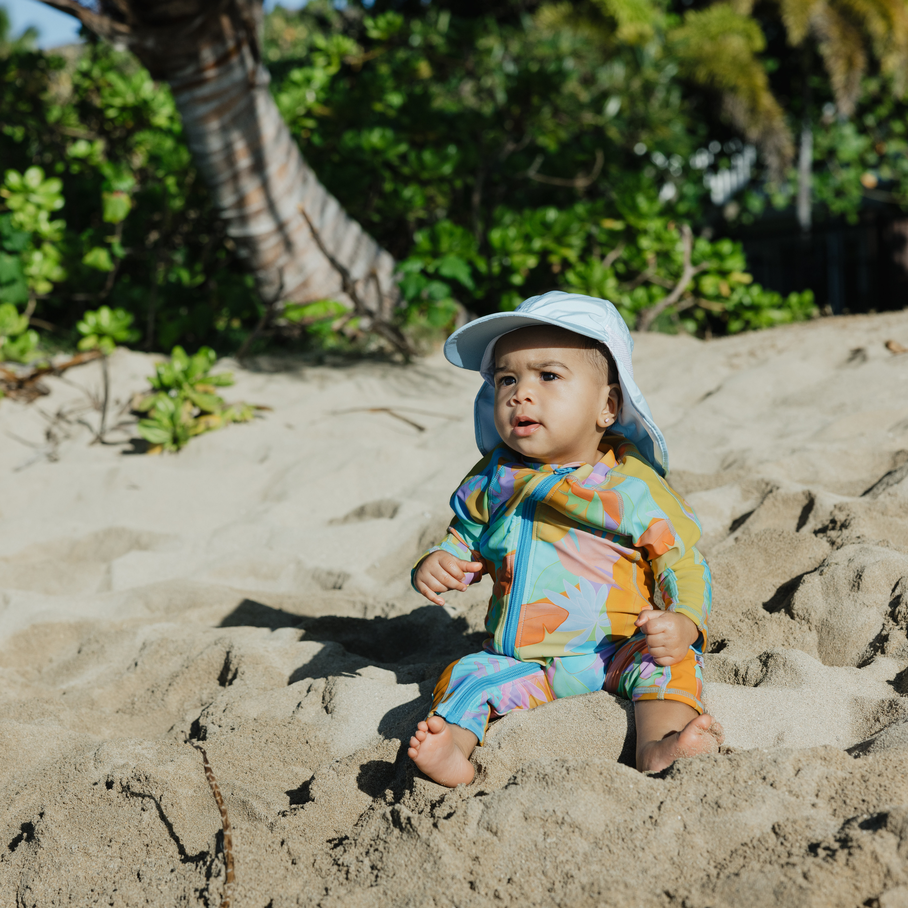 Sunsuit - Long Sleeve Romper Swimsuit | "Vibrant Vacay"-SwimZip UPF 50+ Sun Protective Swimwear & UV Zipper Rash Guards-pos7