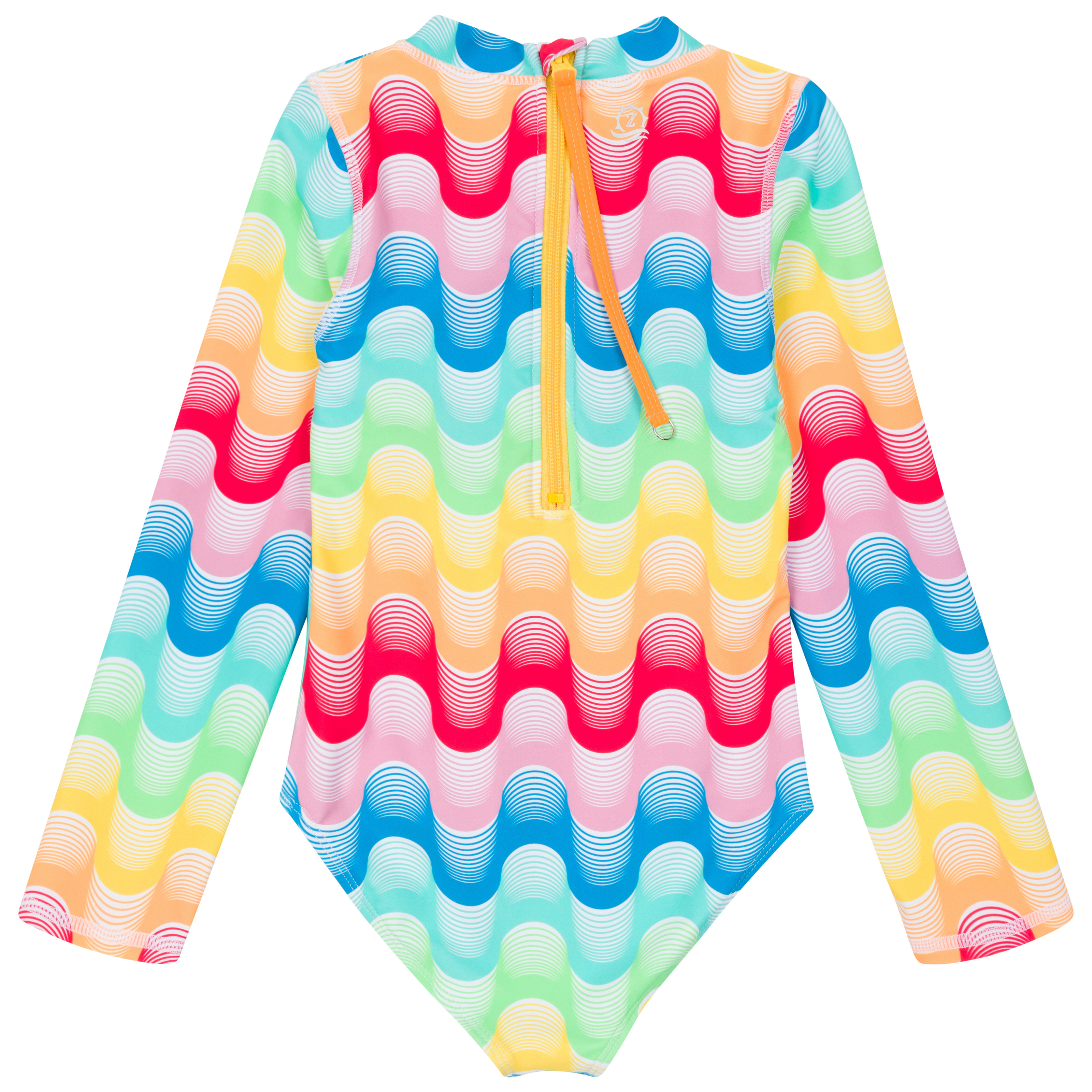 Girls Long Sleeve Surf Suit (One Piece Bodysuit) | "Surf's Up"-SwimZip UPF 50+ Sun Protective Swimwear & UV Zipper Rash Guards-pos9