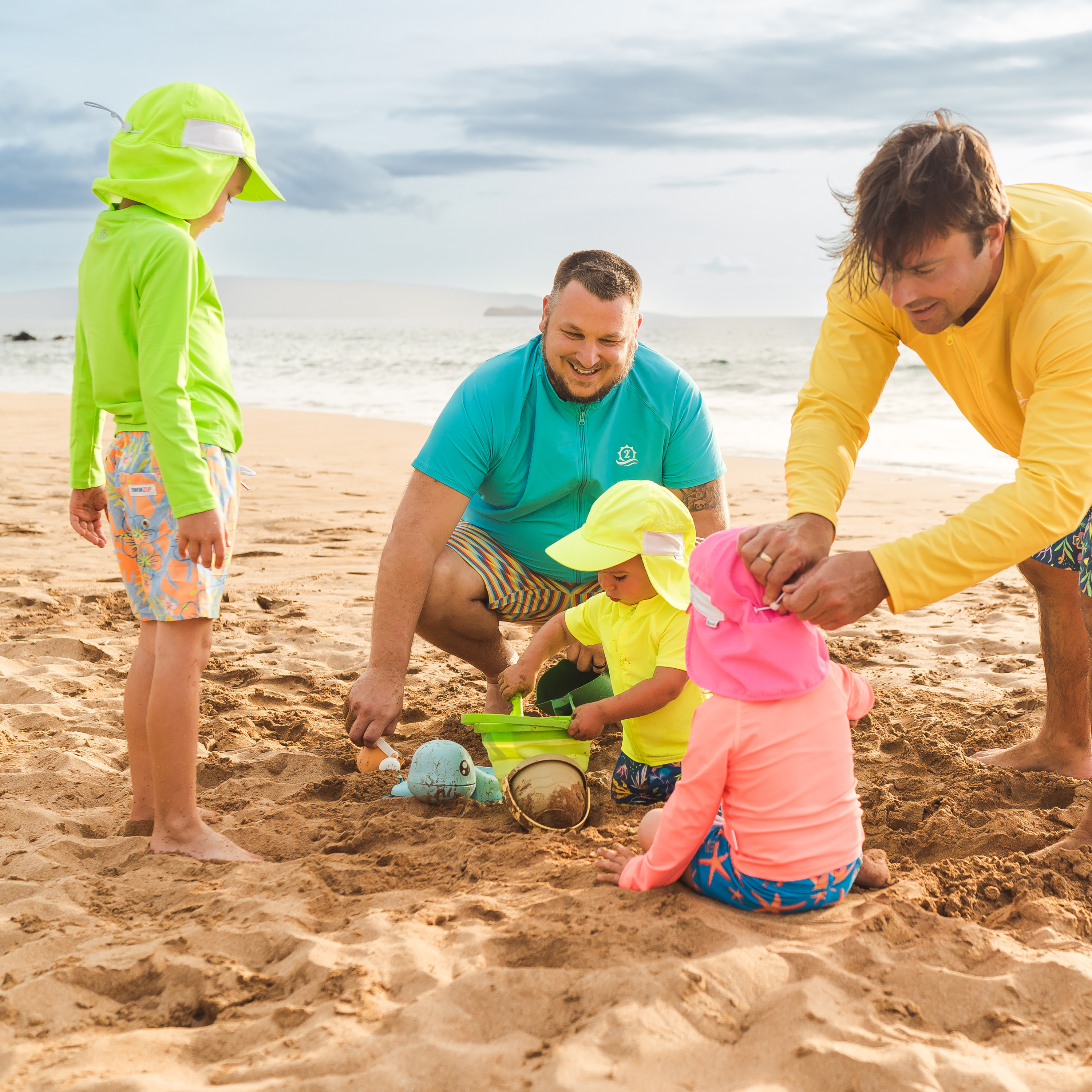 Kids Flap Hat | Neon Lemon Yellow-SwimZip UPF 50+ Sun Protective Swimwear & UV Zipper Rash Guards-pos9