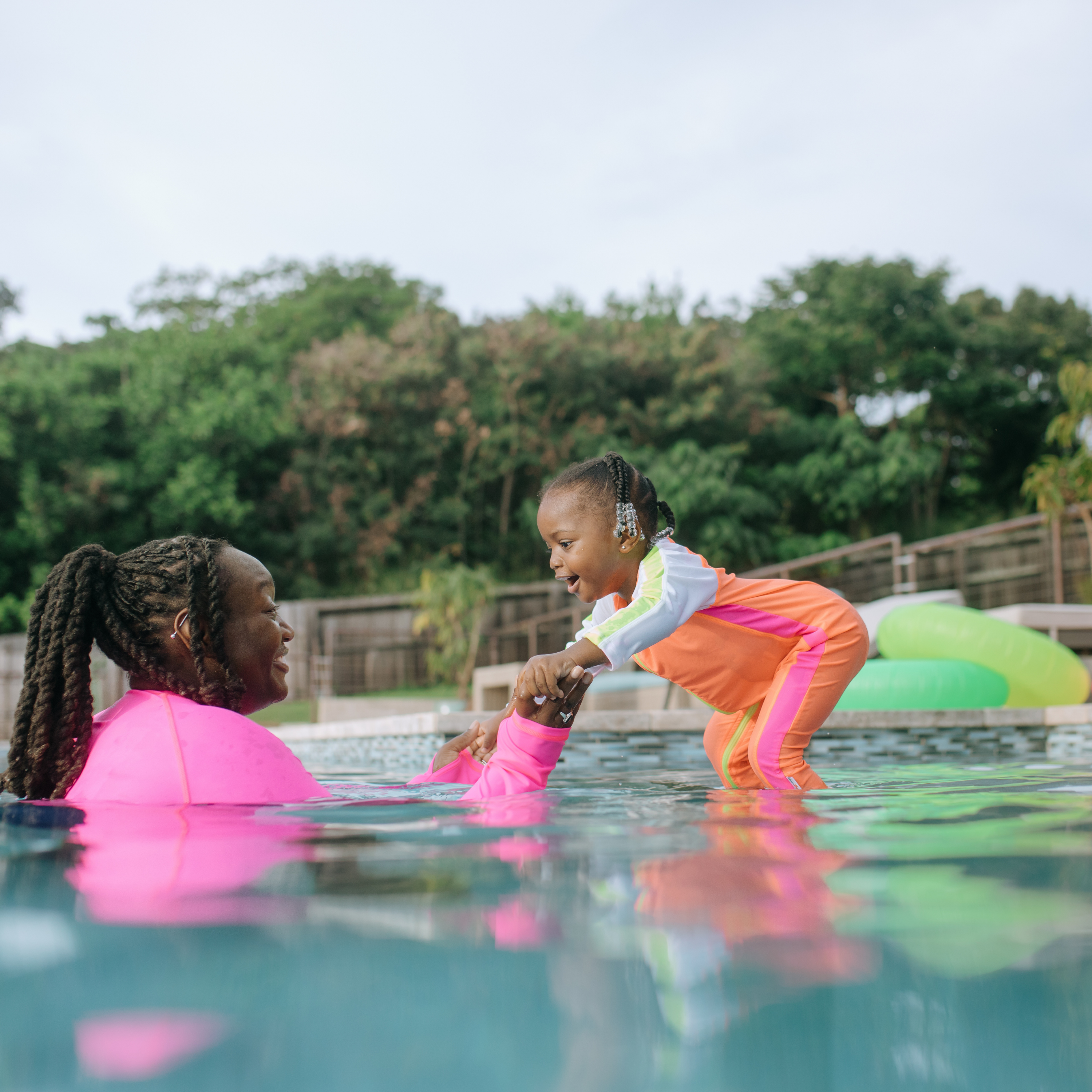 Sunsuit - Long Sleeve Romper Swimsuit | “Neon Orange/White”-SwimZip UPF 50+ Sun Protective Swimwear & UV Zipper Rash Guards-pos8