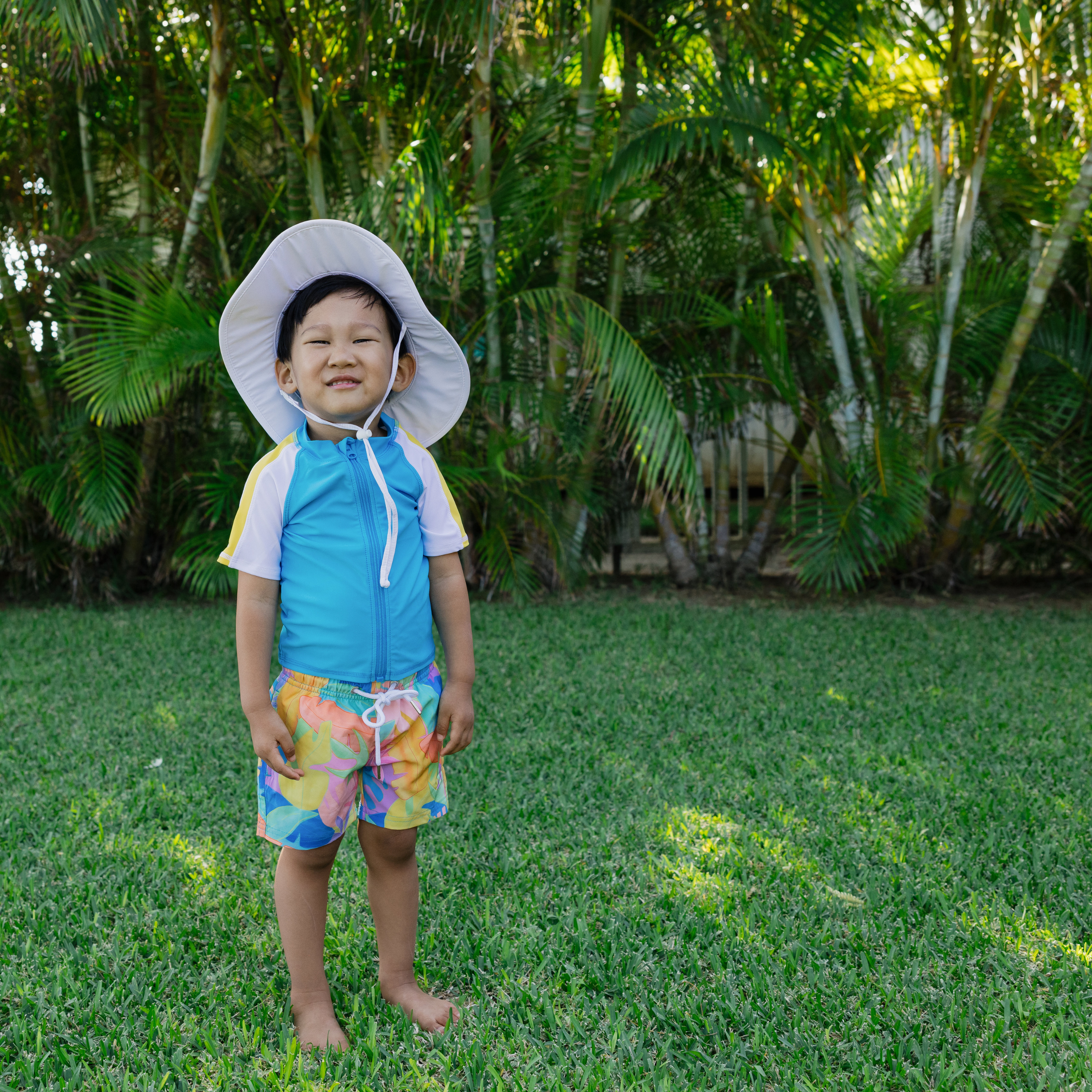 Boys Short Sleeve Zipper Rash Guard and Swim Trunk Set | "Vibrant Vacay"-SwimZip UPF 50+ Sun Protective Swimwear & UV Zipper Rash Guards-pos9