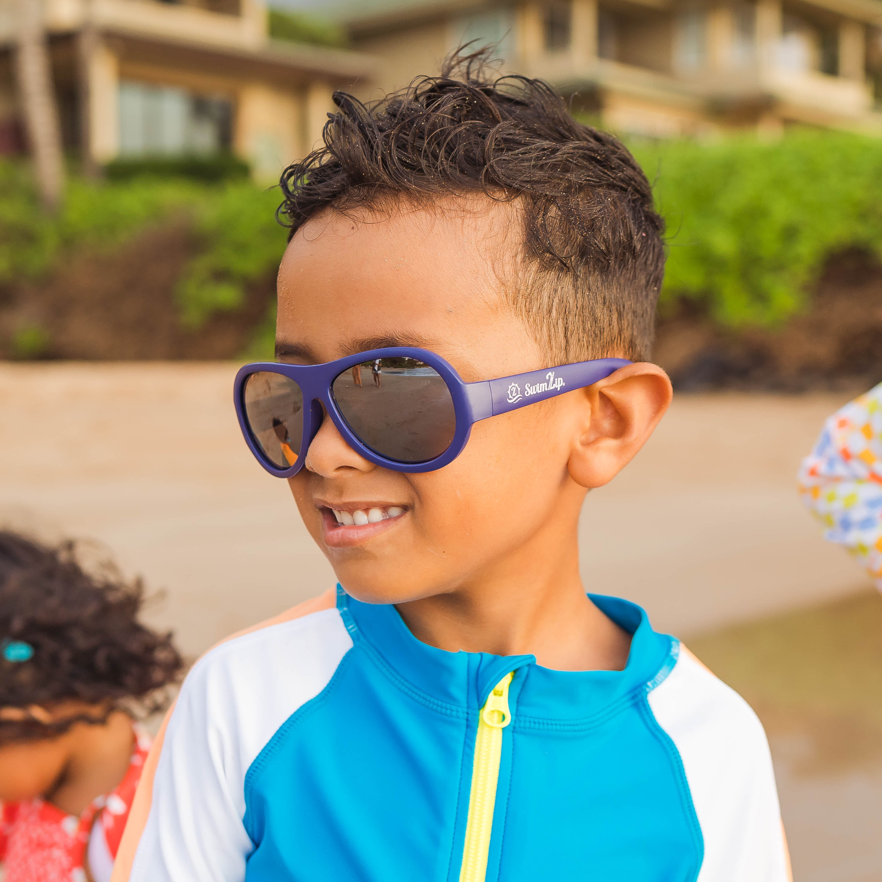 Kids Aviator Sunglasses - Navy-SwimZip UPF 50+ Sun Protective Swimwear & UV Zipper Rash Guards-pos2