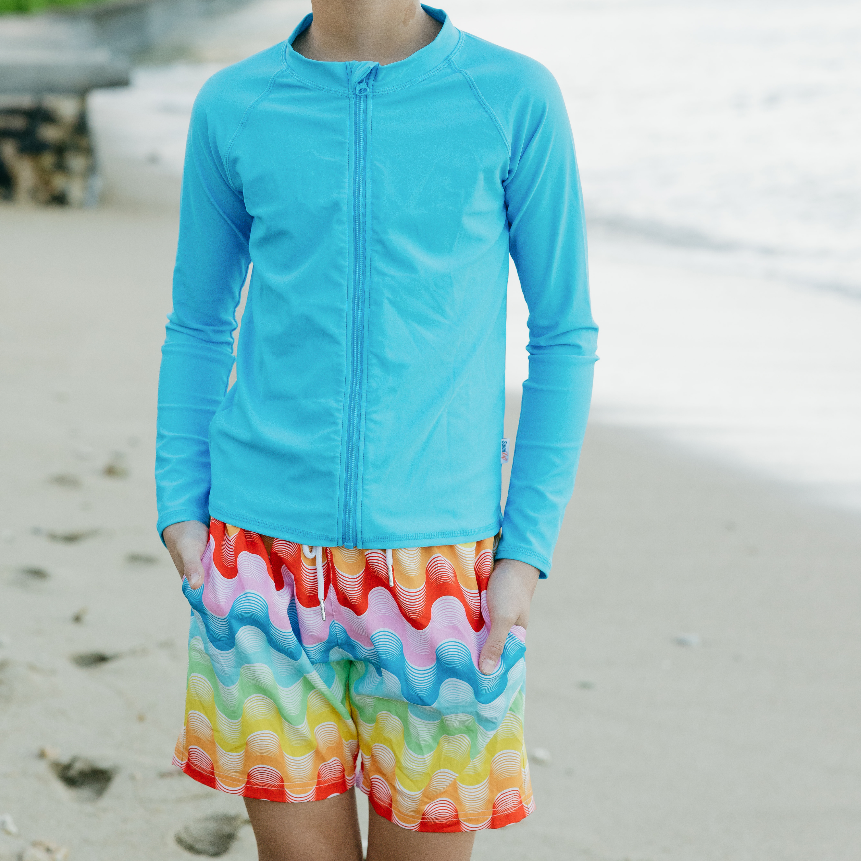 Boys Swim Trunks Boxer Brief Liner (sizes 6-14) | “Surf's Up"-SwimZip UPF 50+ Sun Protective Swimwear & UV Zipper Rash Guards-pos7