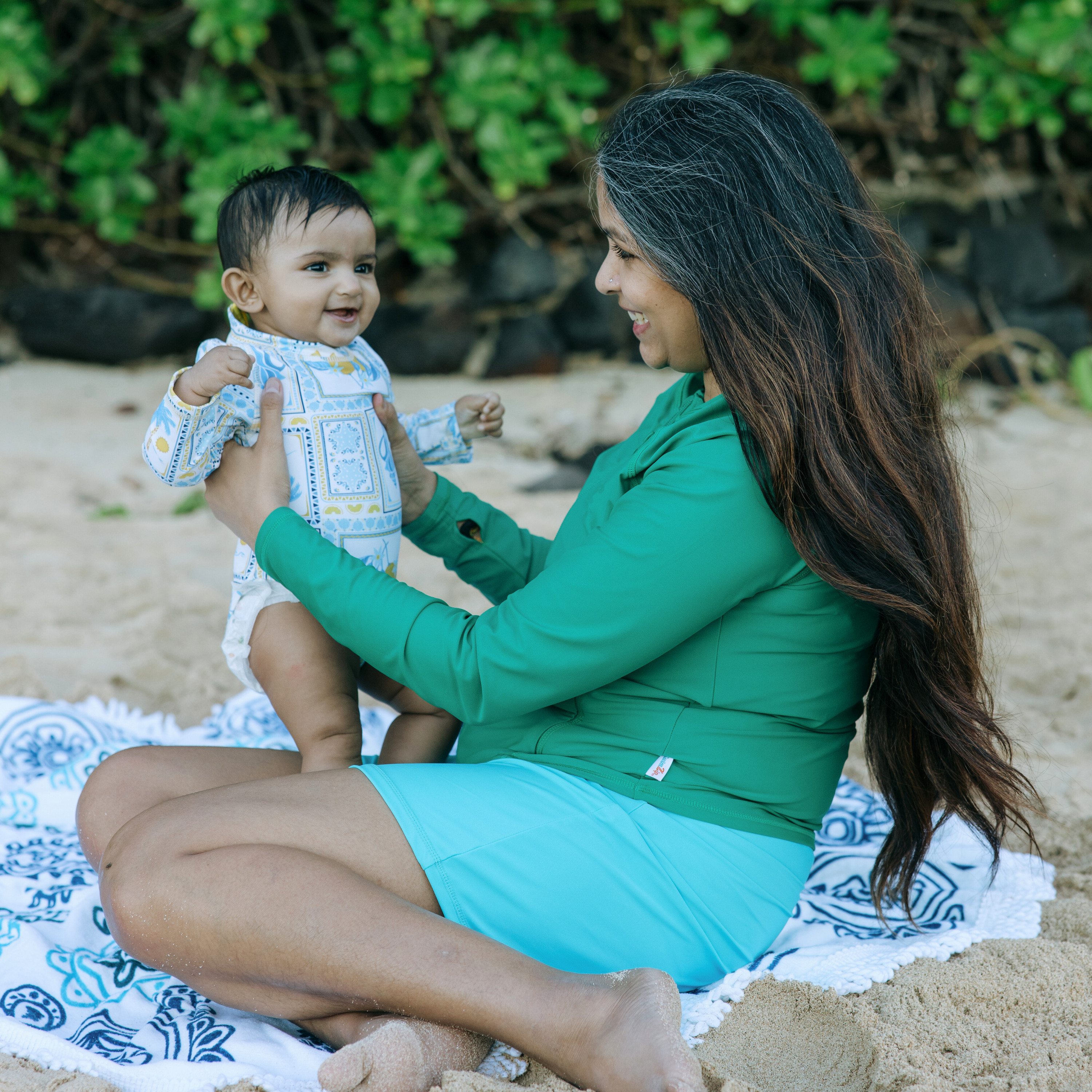 Girls Long Sleeve Surf Suit (One Piece Bodysuit) | "Mediterranean Lemons"-SwimZip UPF 50+ Sun Protective Swimwear & UV Zipper Rash Guards-pos9