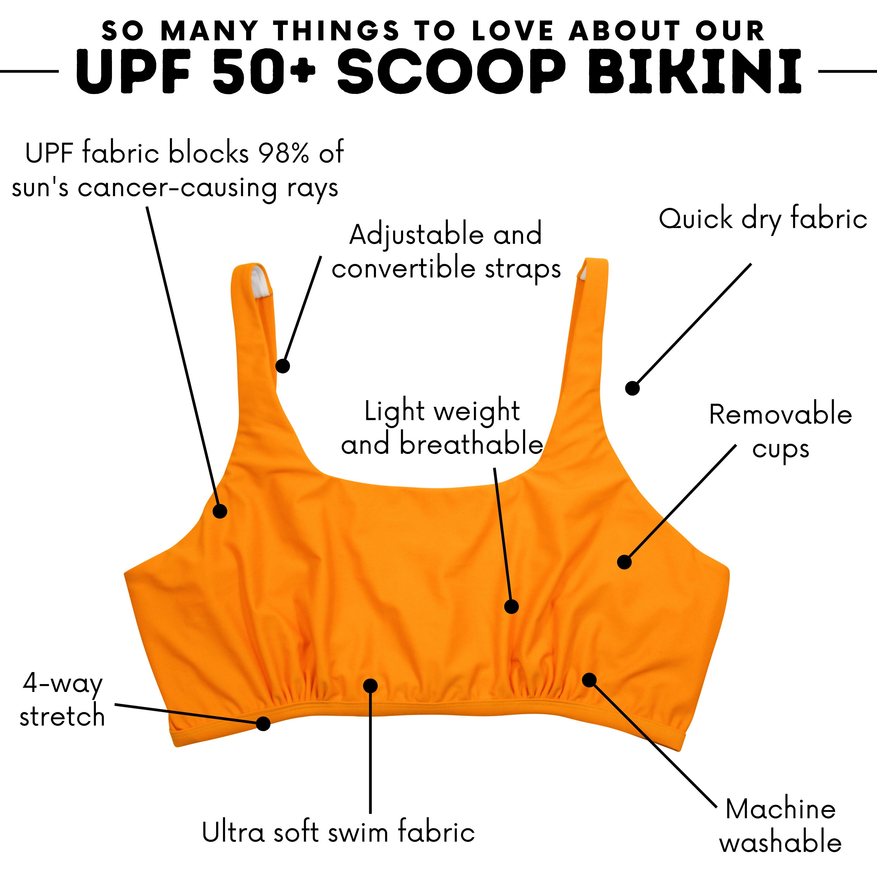 Women's Scoop Neck Bikini Top Plus Size | "Orange"-SwimZip UPF 50+ Sun Protective Swimwear & UV Zipper Rash Guards-pos4
