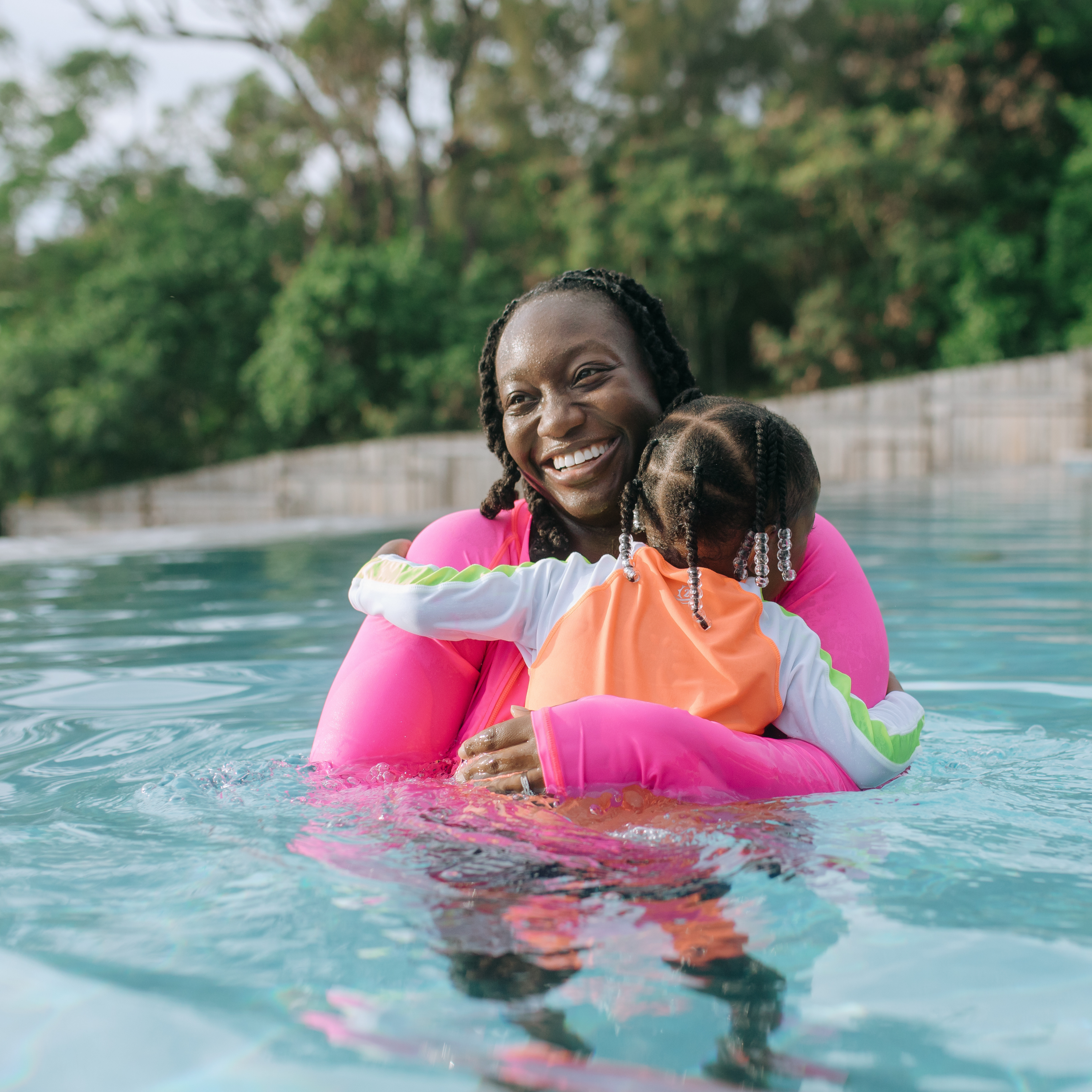 Sunsuit - Long Sleeve Romper Swimsuit | “Neon Orange/White”-SwimZip UPF 50+ Sun Protective Swimwear & UV Zipper Rash Guards-pos6