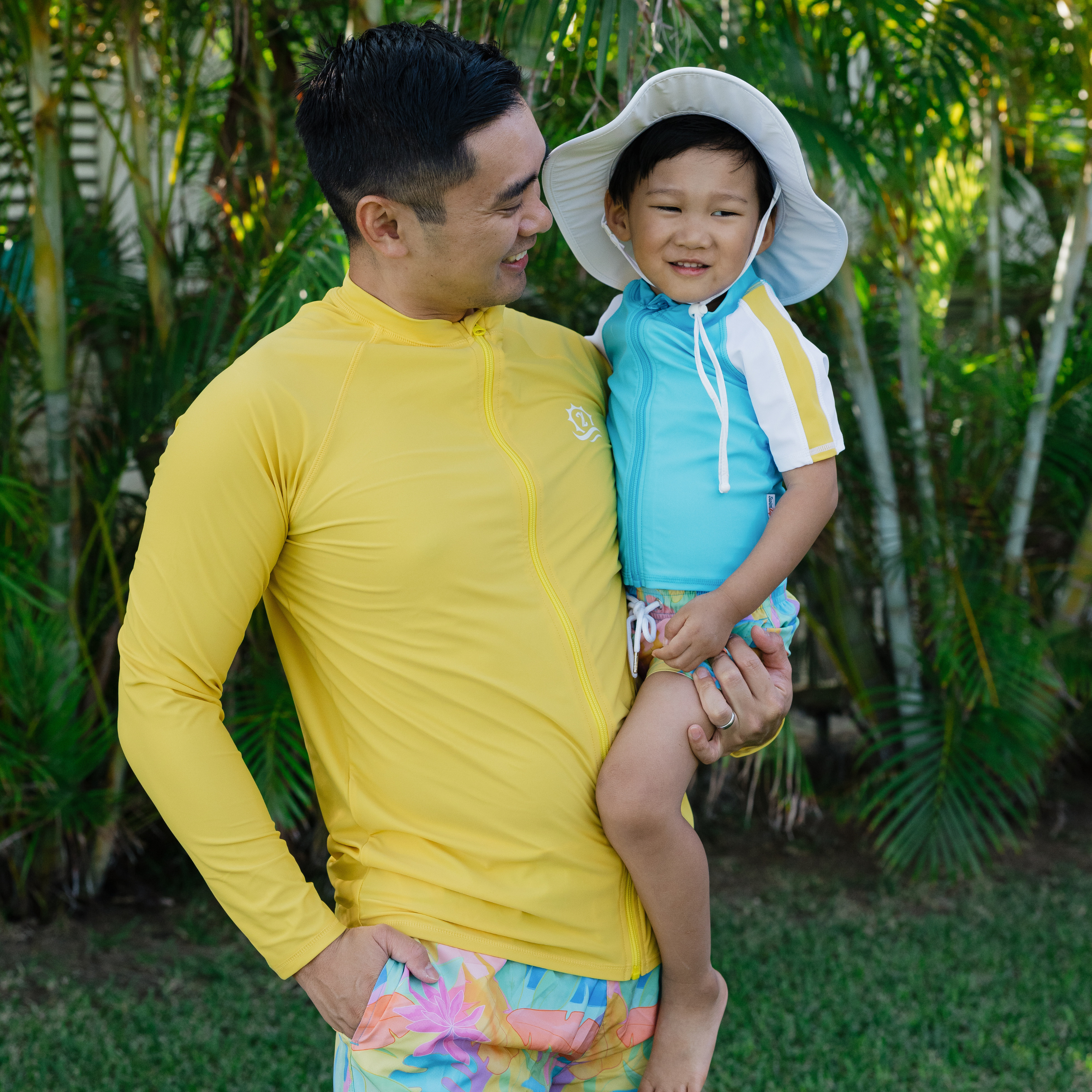 Boys Short Sleeve Zipper Rash Guard and Swim Trunk Set | "Vibrant Vacay"-SwimZip UPF 50+ Sun Protective Swimwear & UV Zipper Rash Guards-pos8