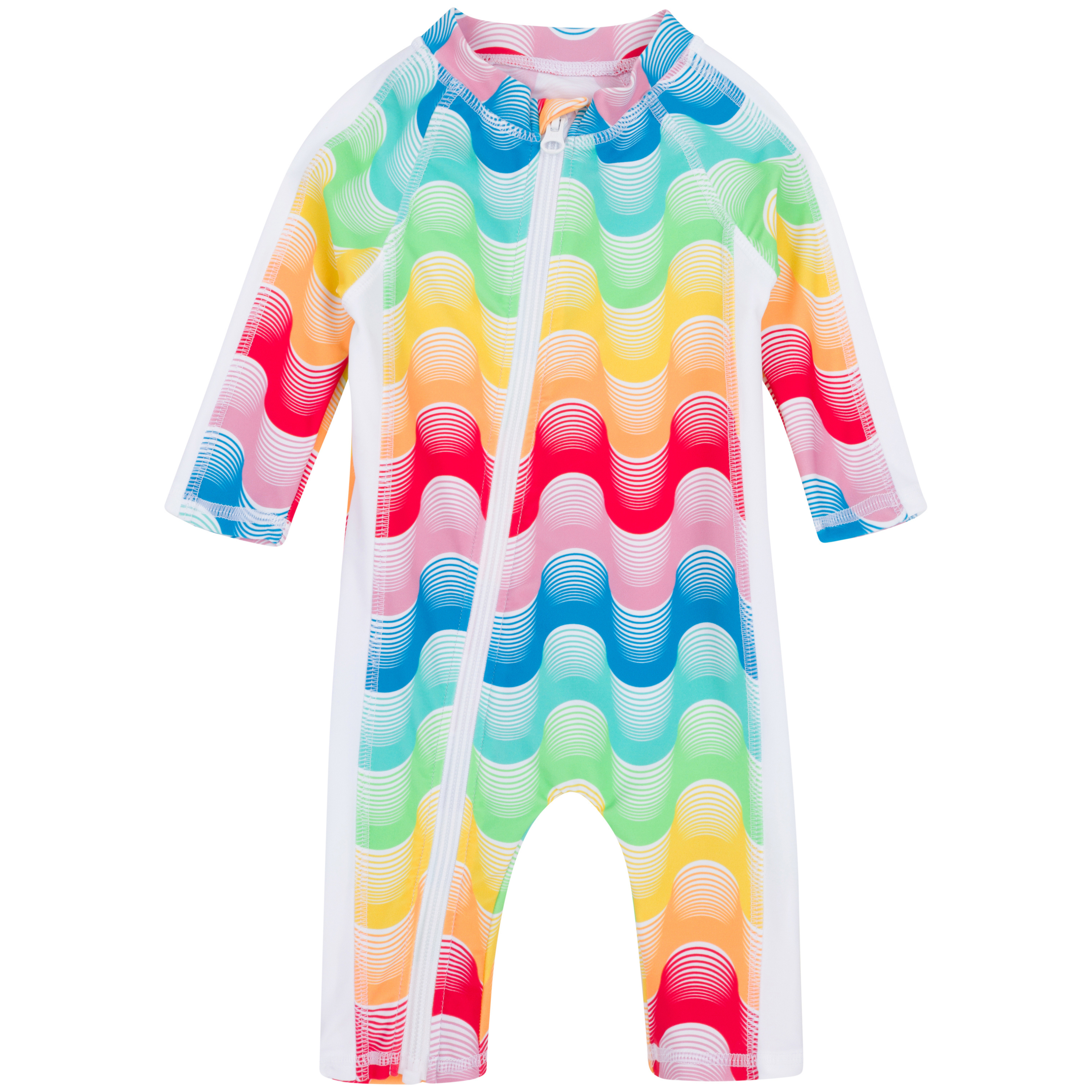 Sunsuit - Long Sleeve Romper Swimsuit | "Surf's Up"-0-6 Month-Surf's Up-SwimZip UPF 50+ Sun Protective Swimwear & UV Zipper Rash Guards-pos1