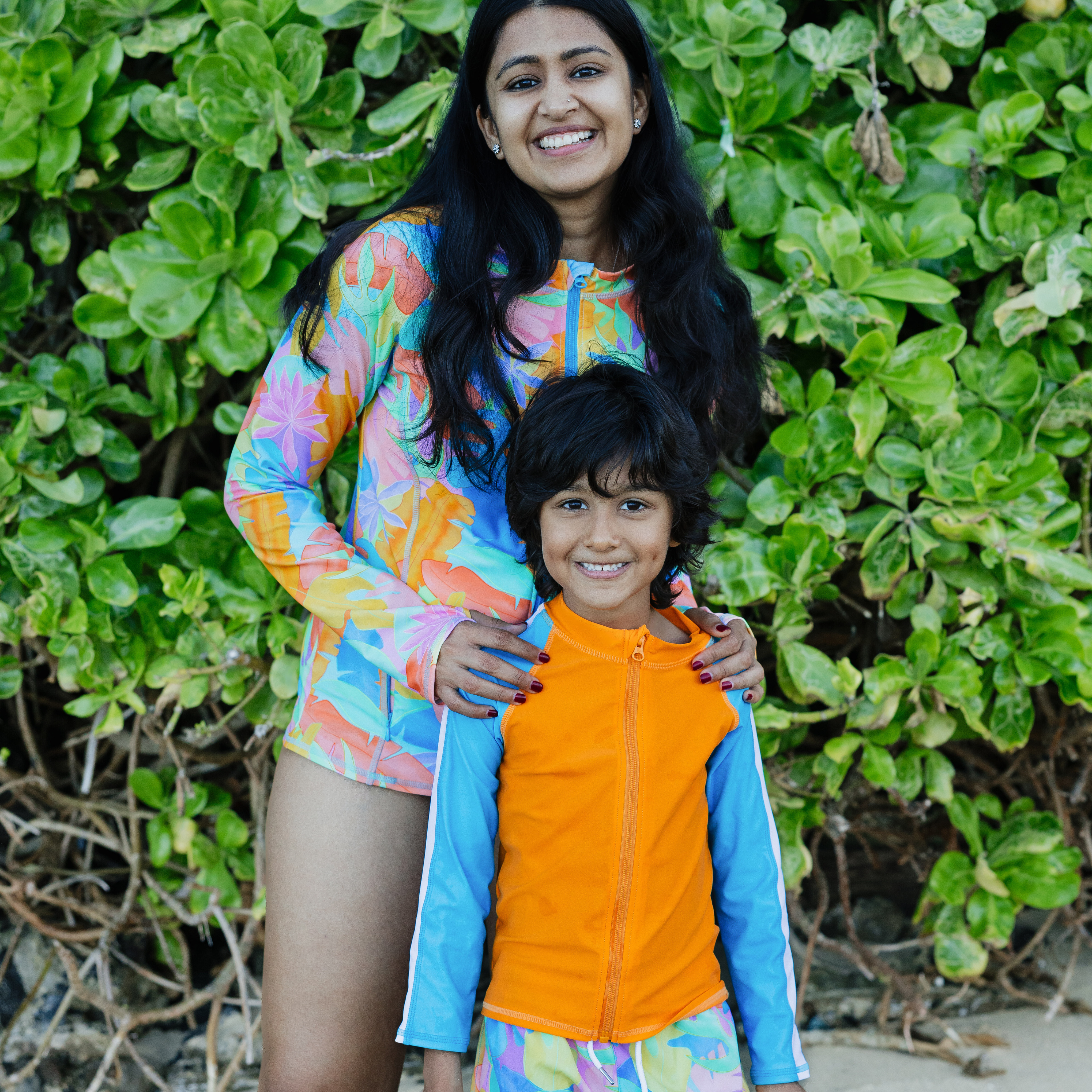 Women's Long Sleeve Rash Guard with Pockets | "Vibrant Vacay"-SwimZip UPF 50+ Sun Protective Swimwear & UV Zipper Rash Guards-pos7