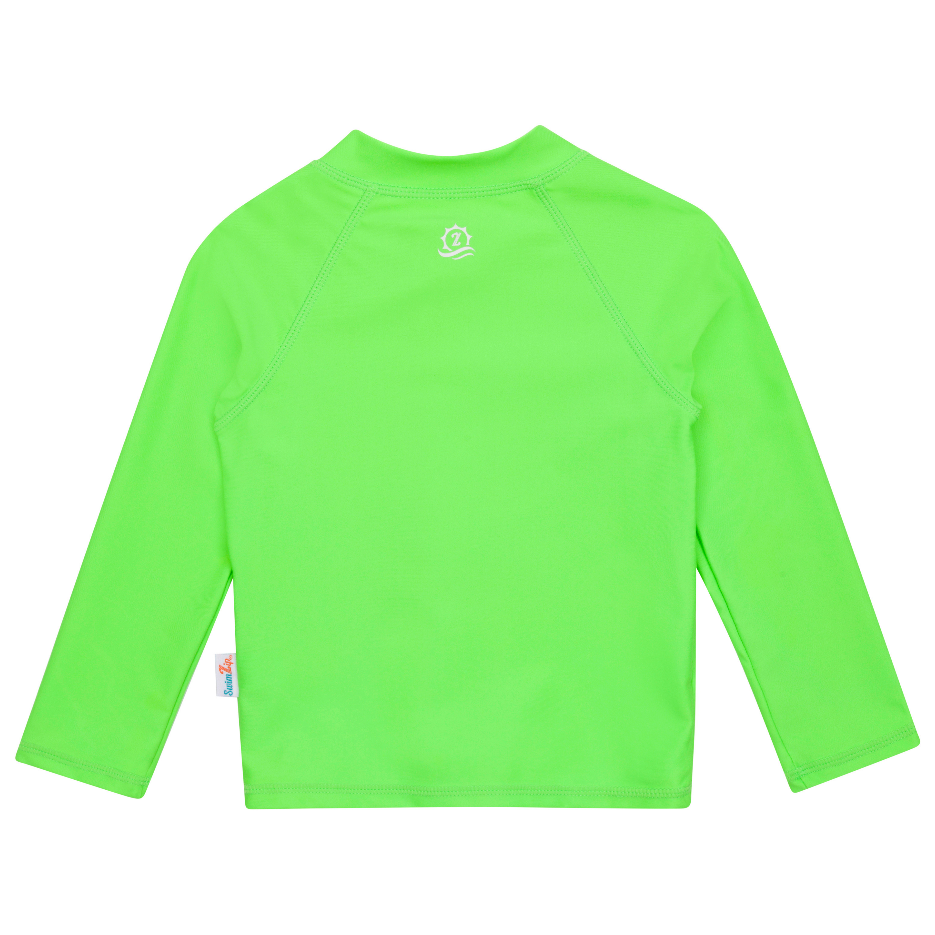 Kids UPF 50+ Long Sleeve Zipper Rash Guard Swim Shirt | "Neon Green"-SwimZip UPF 50+ Sun Protective Swimwear & UV Zipper Rash Guards-pos12