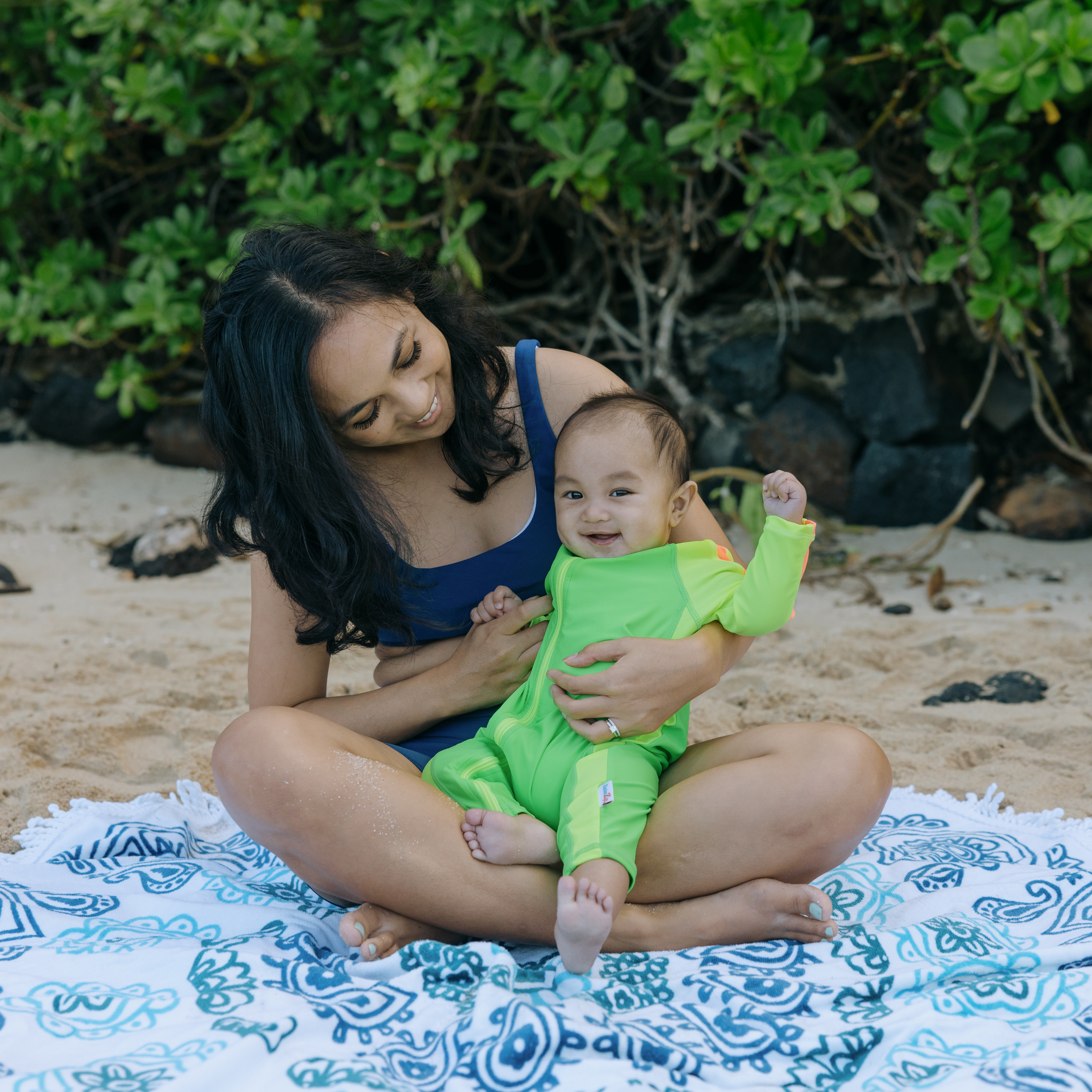 Sunsuit - Long Sleeve Romper Swimsuit | "Neon Green/Yellow"-SwimZip UPF 50+ Sun Protective Swimwear & UV Zipper Rash Guards-pos2