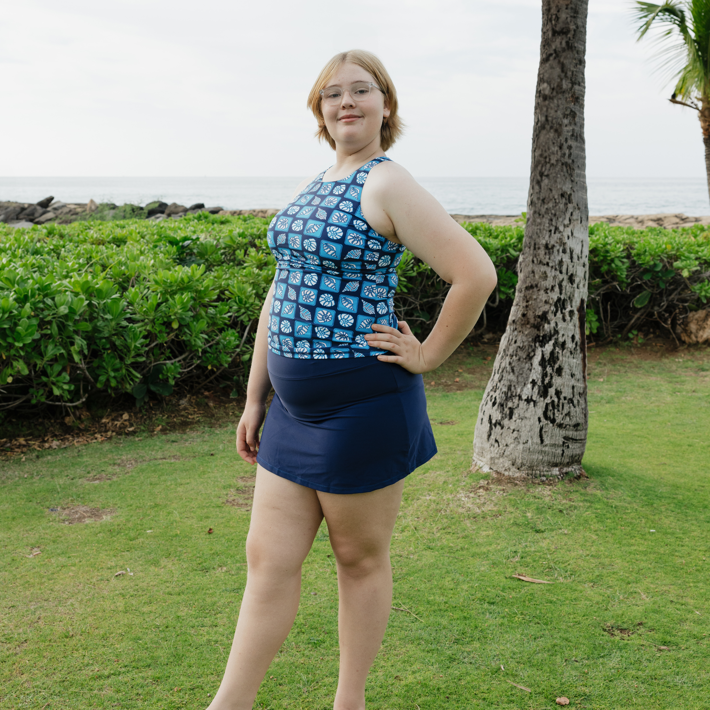 Women’s High Neck Fitted Tankini Top | “Coastal"-SwimZip UPF 50+ Sun Protective Swimwear & UV Zipper Rash Guards-pos13