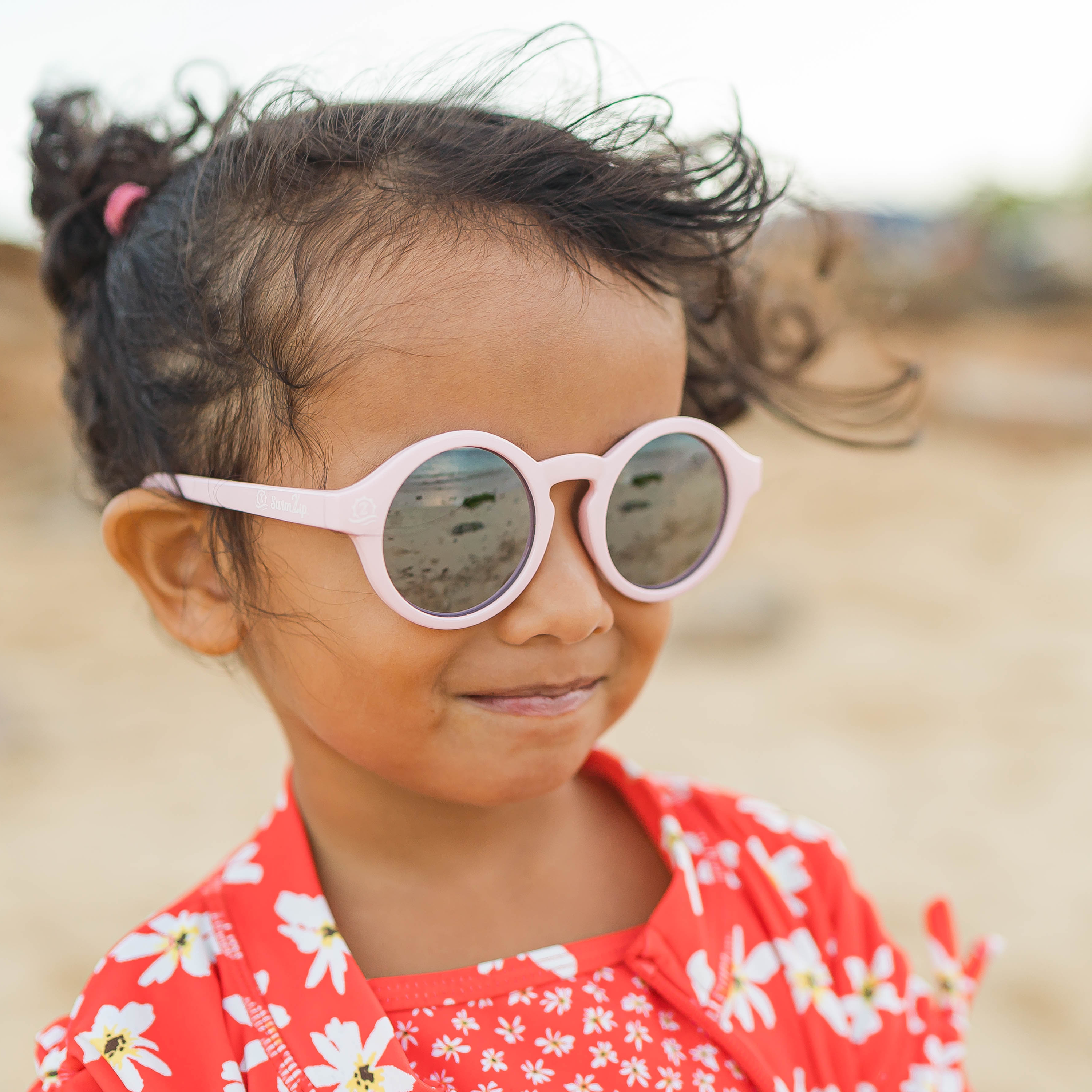 Kids Round Sunglasses - Pink-SwimZip UPF 50+ Sun Protective Swimwear & UV Zipper Rash Guards-pos8