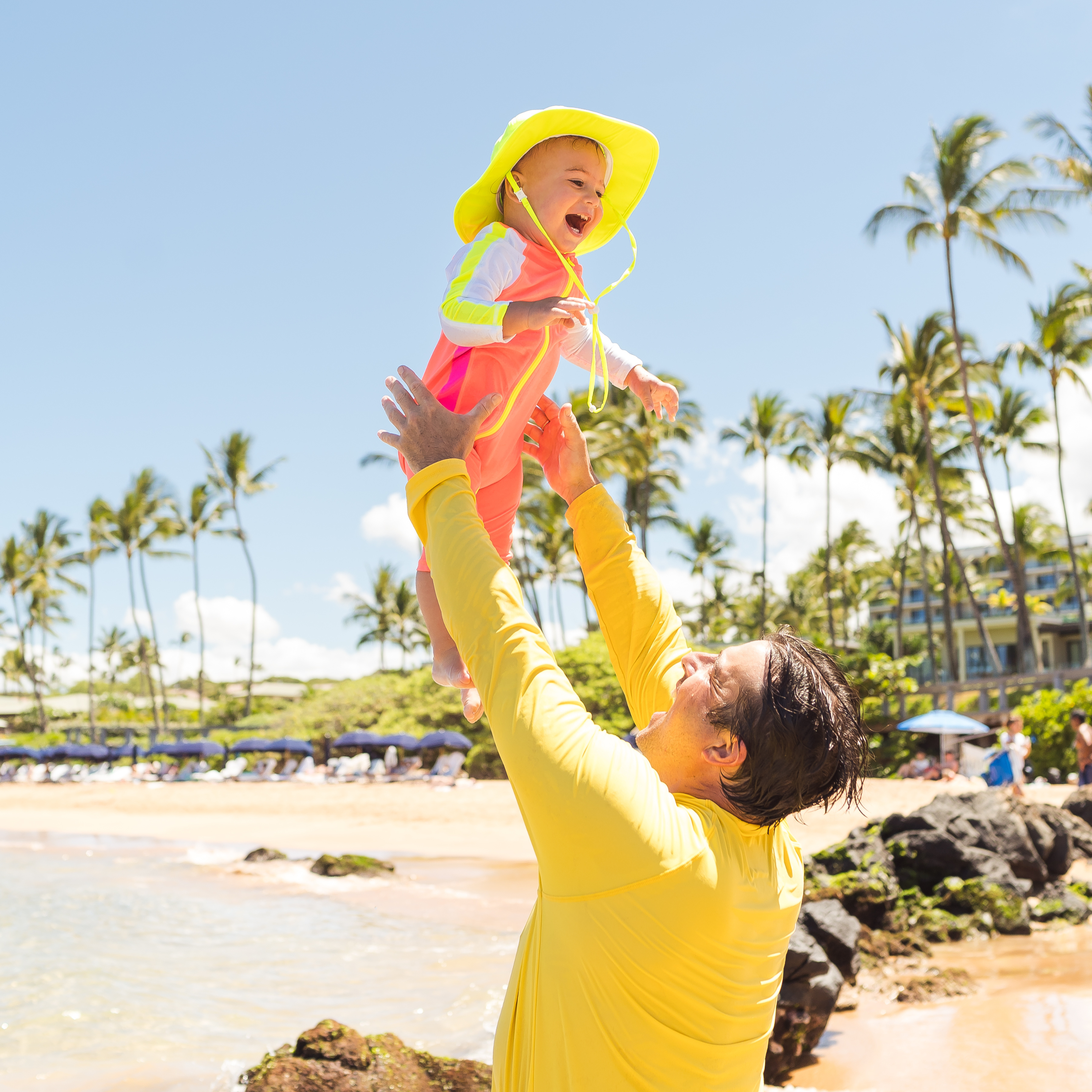 Kids Wide Brim Sun Hat "Fun Sun Day Play Hat" - Neon Lemon Yellow-SwimZip UPF 50+ Sun Protective Swimwear & UV Zipper Rash Guards-pos5