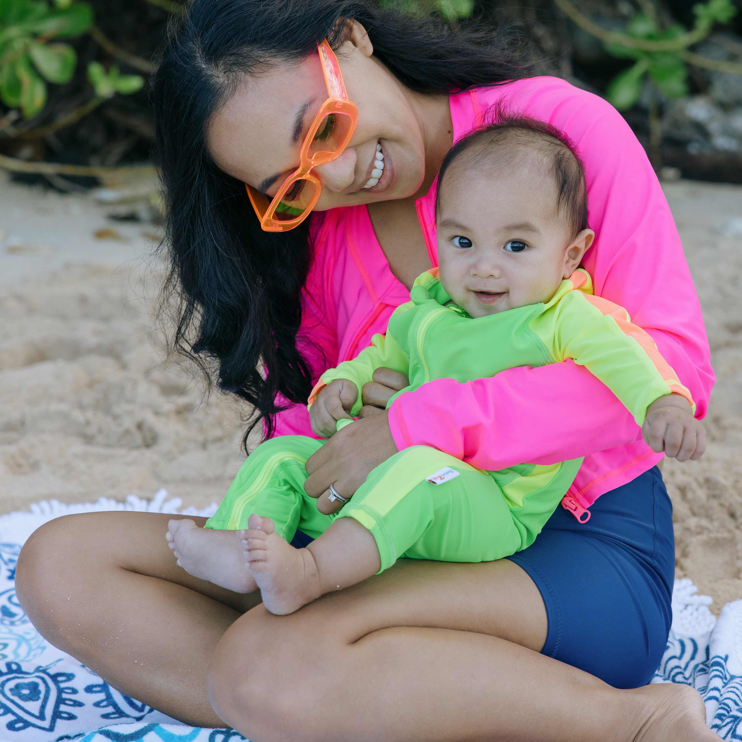 Sunsuit - Long Sleeve Romper Swimsuit | "Neon Green/Yellow"-SwimZip UPF 50+ Sun Protective Swimwear & UV Zipper Rash Guards-pos3