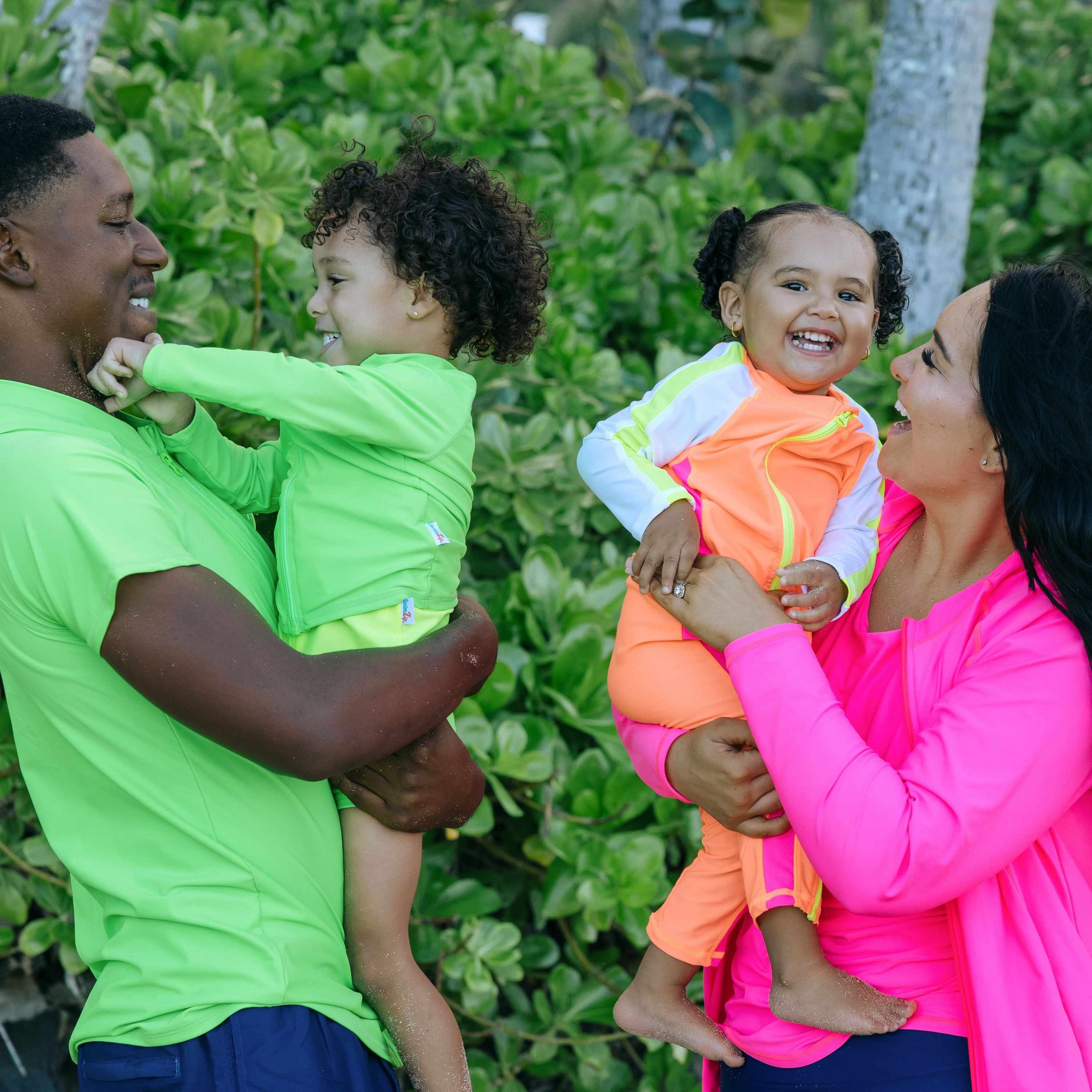 Sunsuit - Long Sleeve Romper Swimsuit | “Neon Orange/White”-SwimZip UPF 50+ Sun Protective Swimwear & UV Zipper Rash Guards-pos9