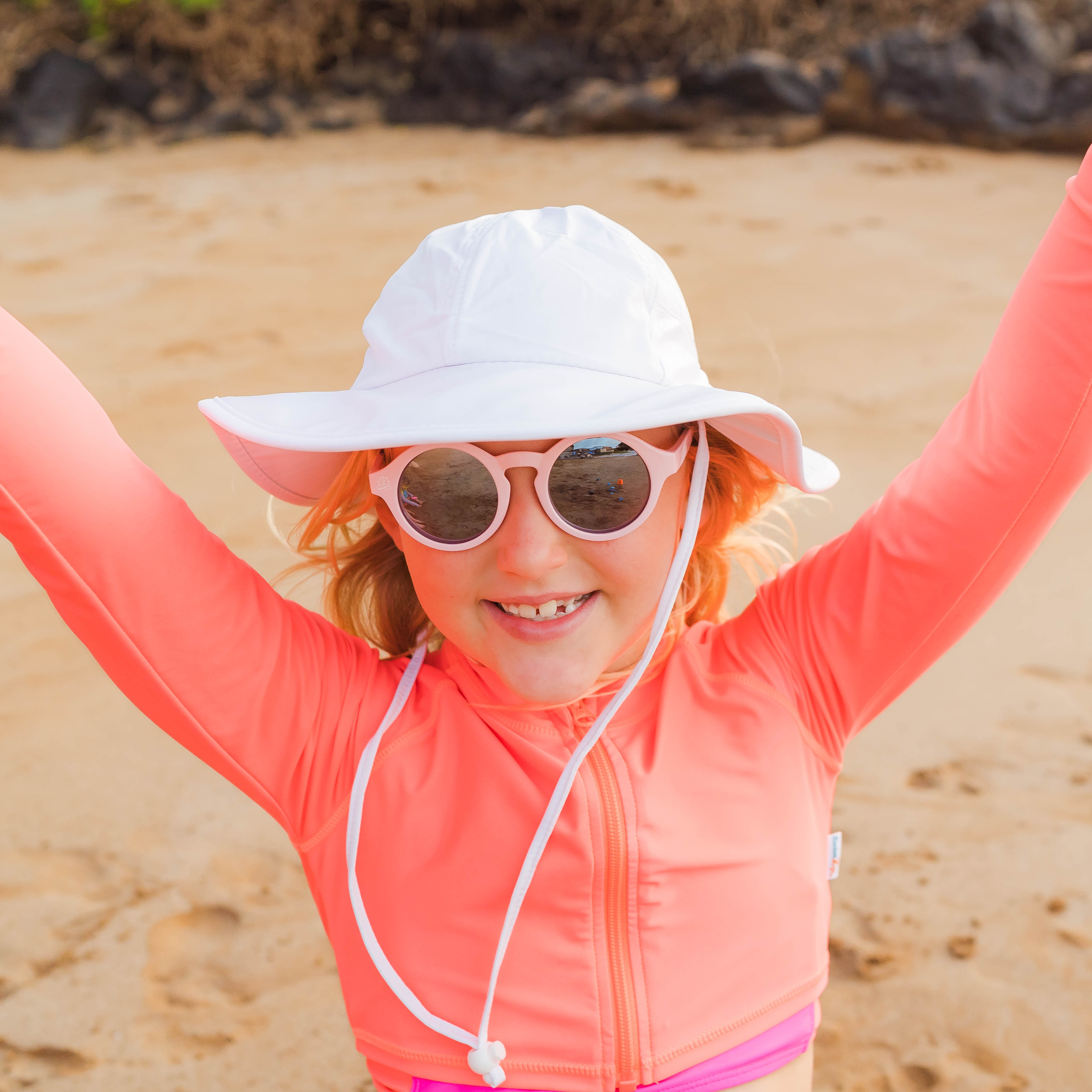 Kids Round Sunglasses - Pink-SwimZip UPF 50+ Sun Protective Swimwear & UV Zipper Rash Guards-pos9