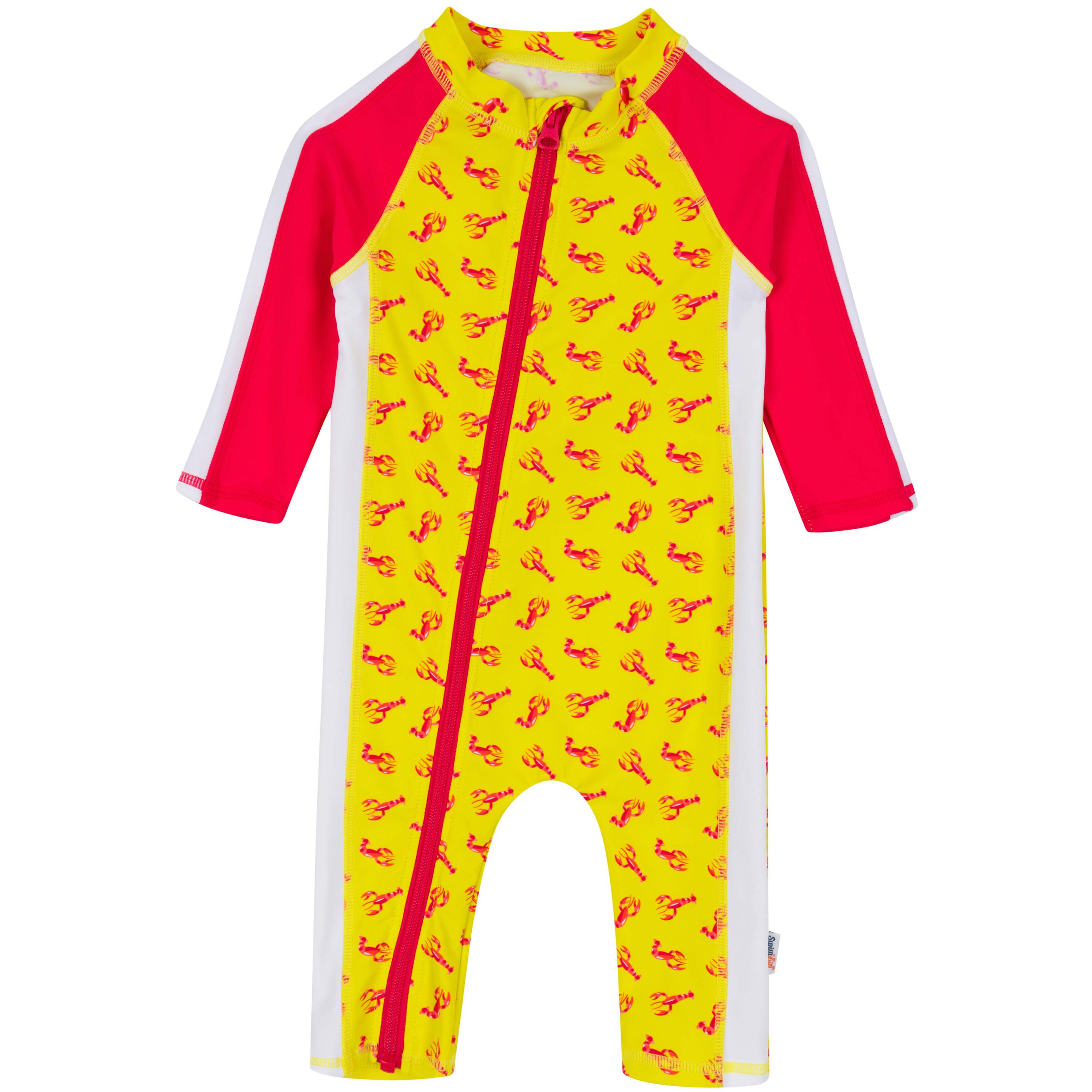 Sunsuit - Long Sleeve Romper Swimsuit | "Lobster"-0-6 Month-Lobster-SwimZip UPF 50+ Sun Protective Swimwear & UV Zipper Rash Guards-pos1