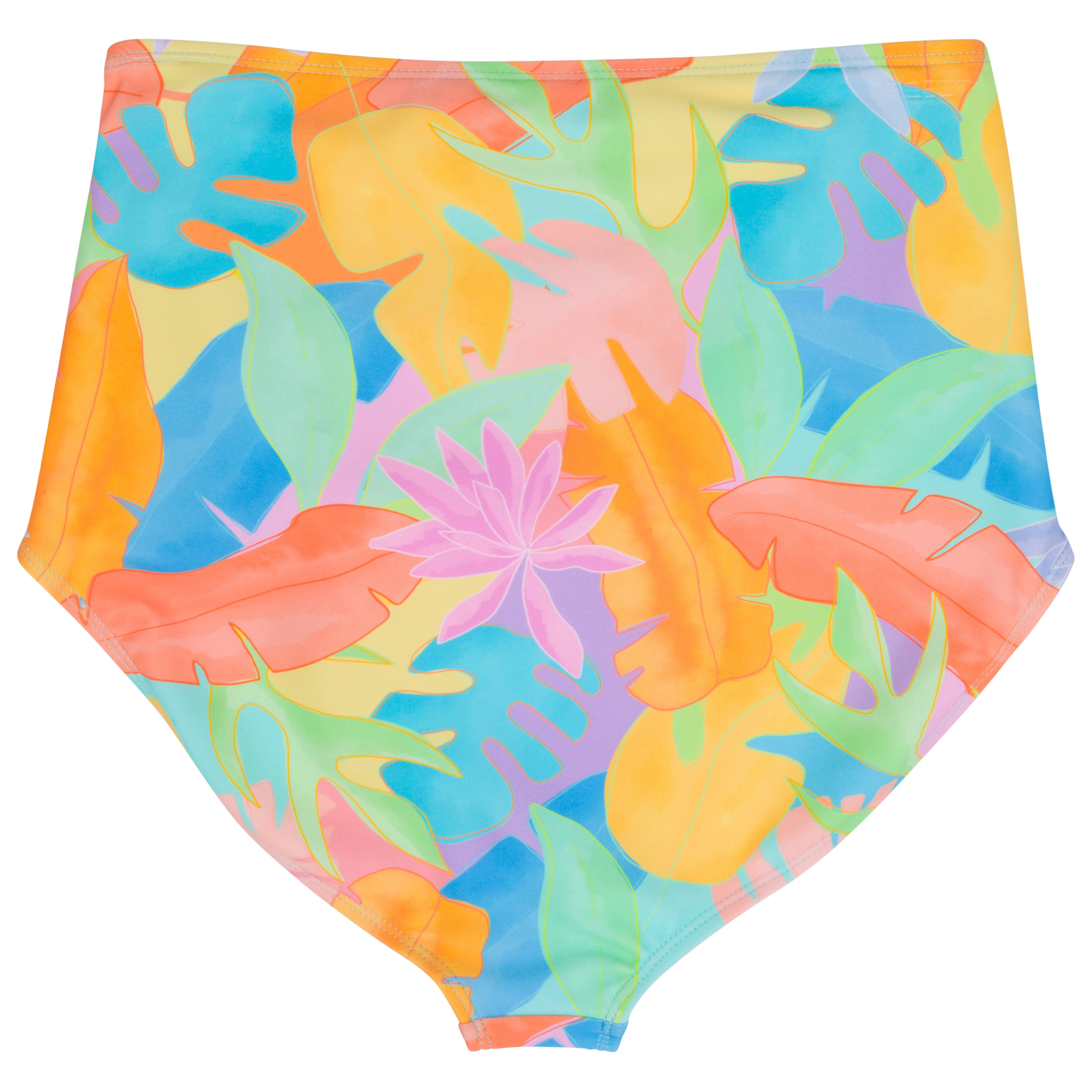 Women's High Waist Bikini Bottoms Ruched | "Vibrant Vacay"-SwimZip UPF 50+ Sun Protective Swimwear & UV Zipper Rash Guards-pos10