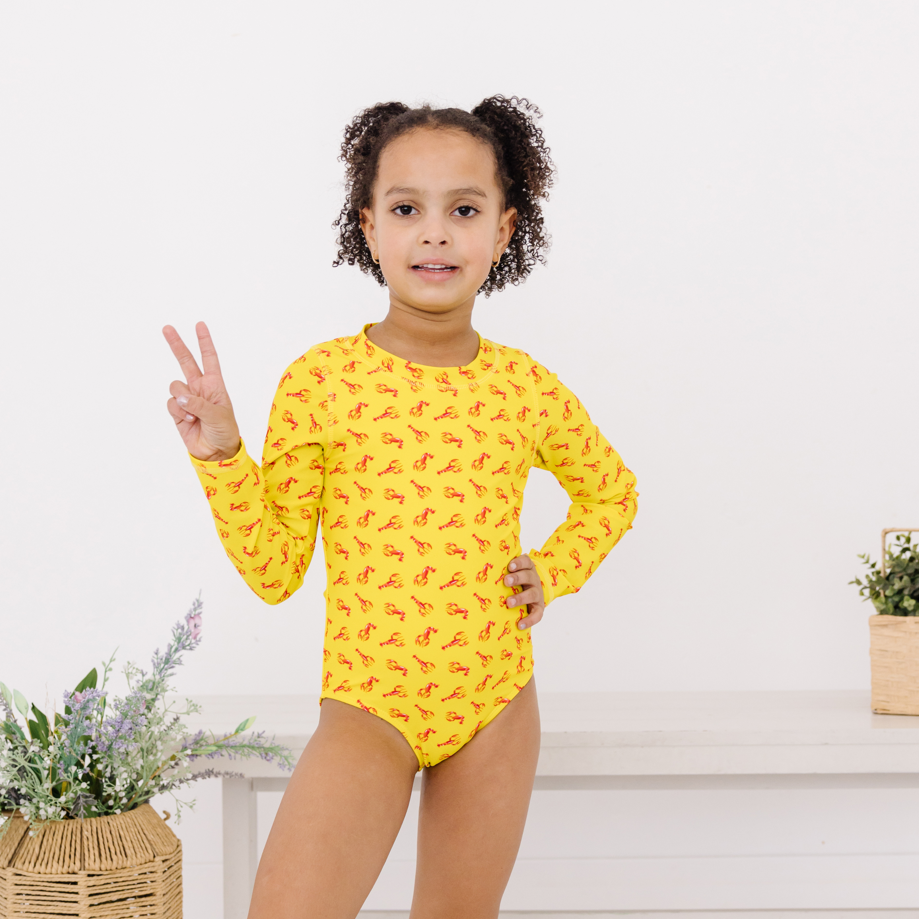 Girls Long Sleeve Surf Suit (One Piece Bodysuit) | "Lobster"-SwimZip UPF 50+ Sun Protective Swimwear & UV Zipper Rash Guards-pos8