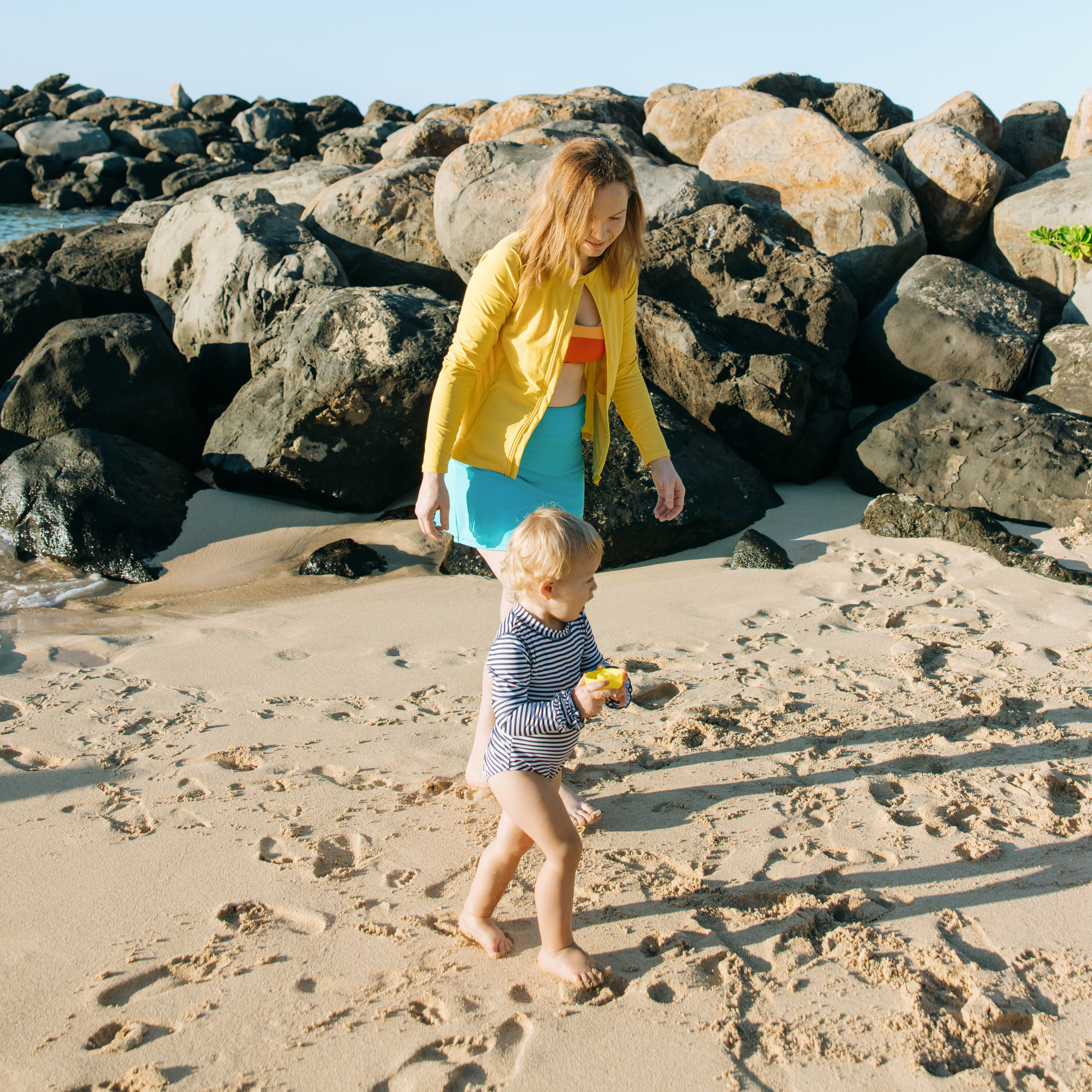 Women's Long Sleeve Rash Guard with Pockets | "Yellow"-SwimZip UPF 50+ Sun Protective Swimwear & UV Zipper Rash Guards-pos14