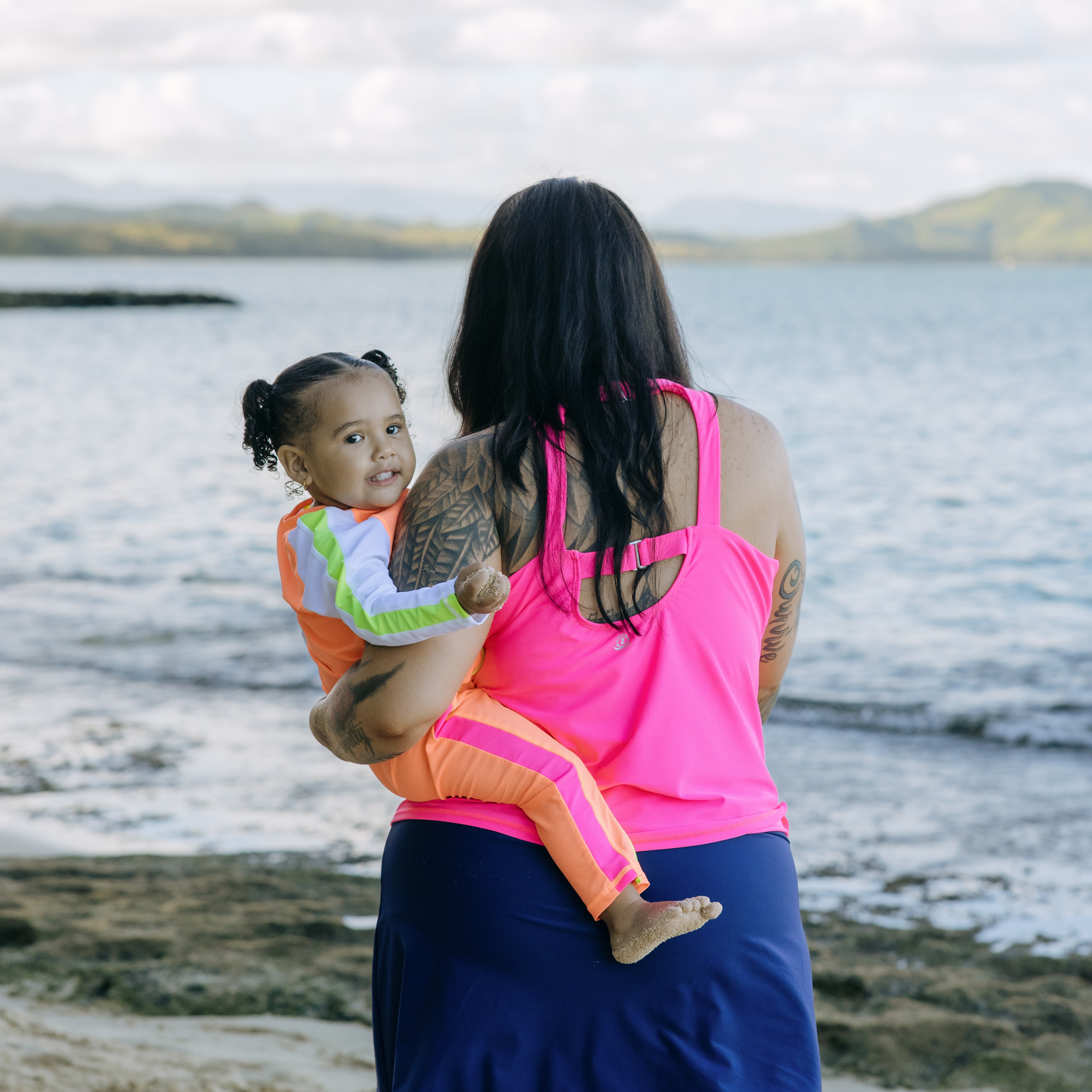 Sunsuit - Long Sleeve Romper Swimsuit | “Neon Orange/White”-SwimZip UPF 50+ Sun Protective Swimwear & UV Zipper Rash Guards-pos10