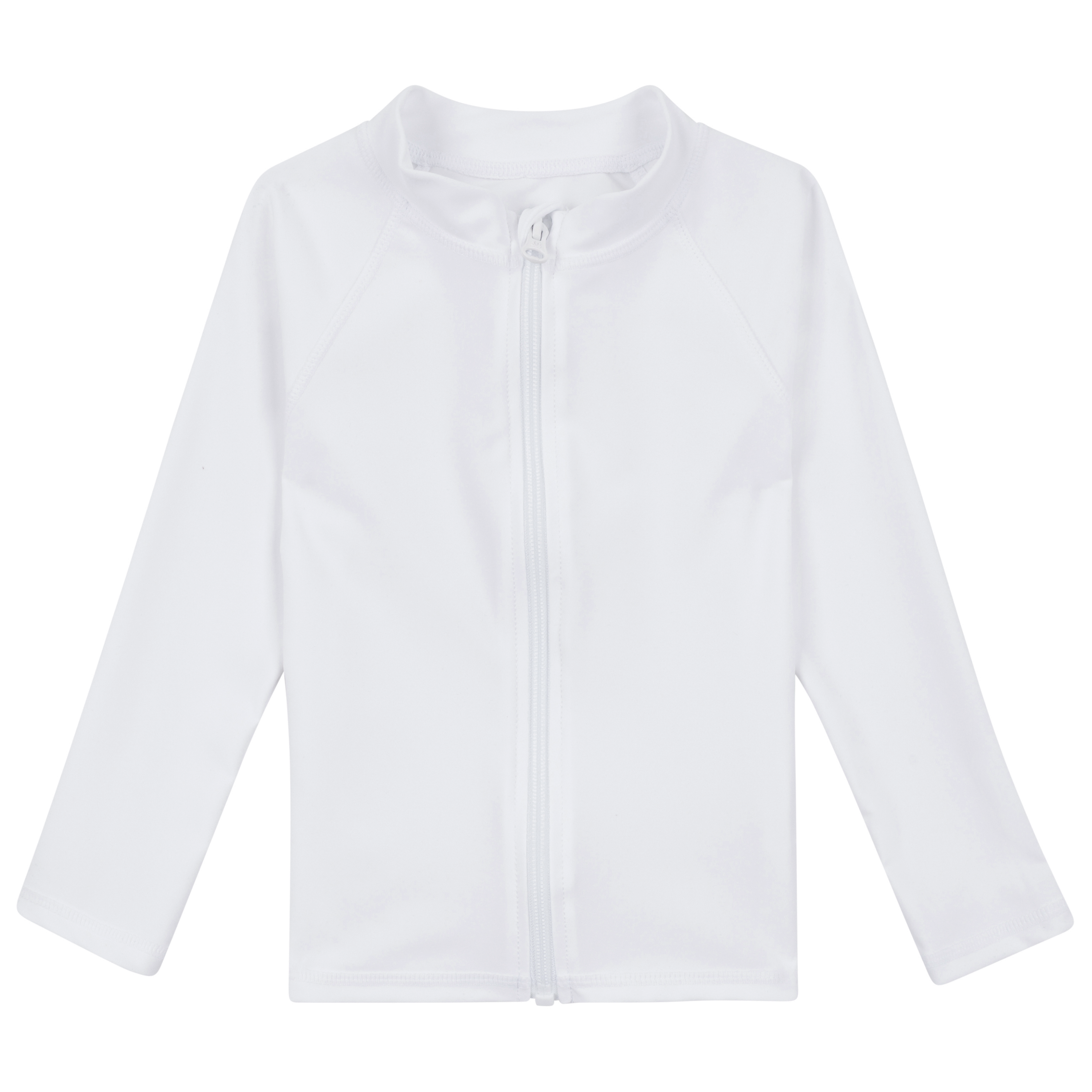 Kids UPF 50+ Long Sleeve Zipper Rash Guard Swim Shirt | "White"-0-3 Month-White-SwimZip UPF 50+ Sun Protective Swimwear & UV Zipper Rash Guards-pos1