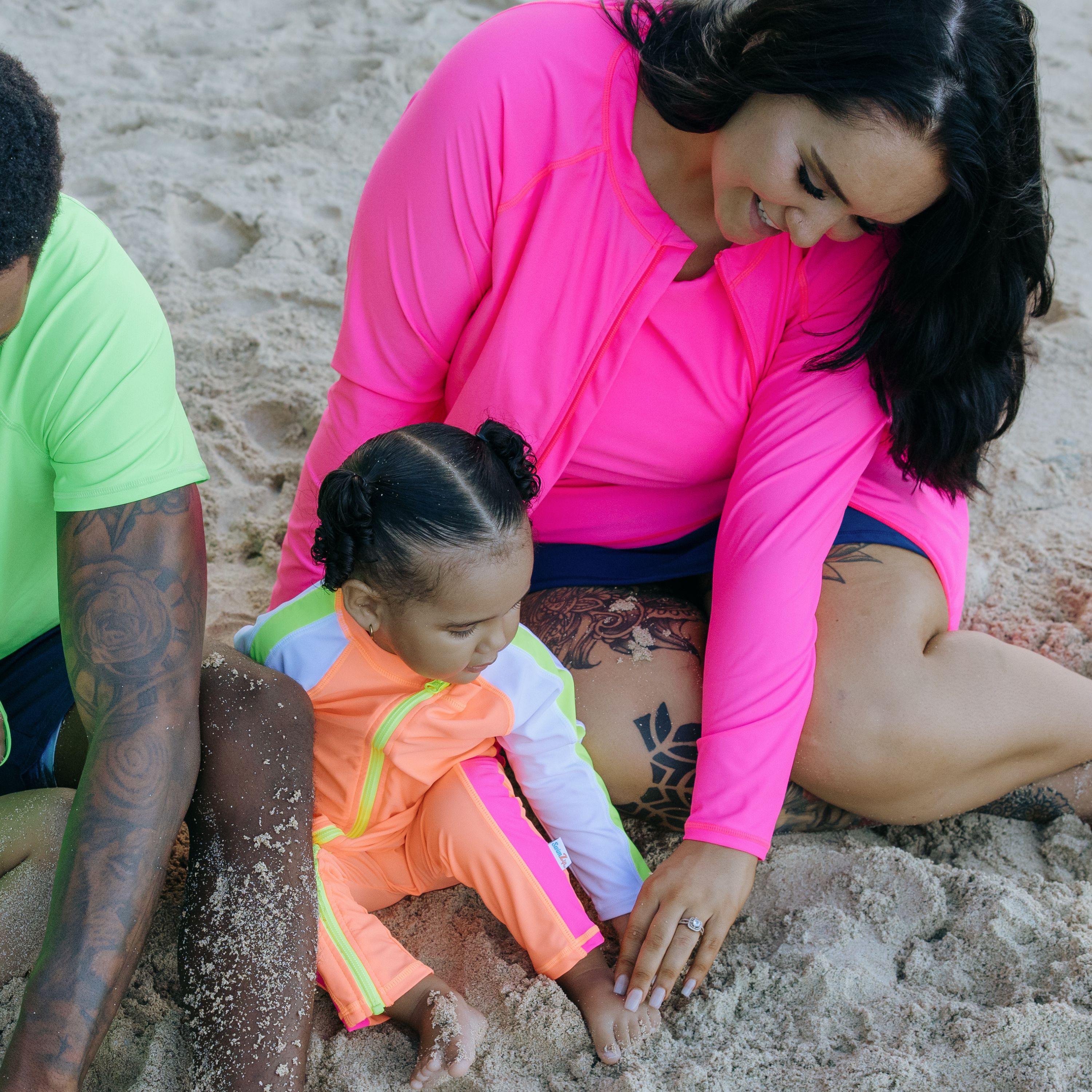Sunsuit - Long Sleeve Romper Swimsuit | "Neon Orange/White"-SwimZip UPF 50+ Sun Protective Swimwear & UV Zipper Rash Guards-pos11