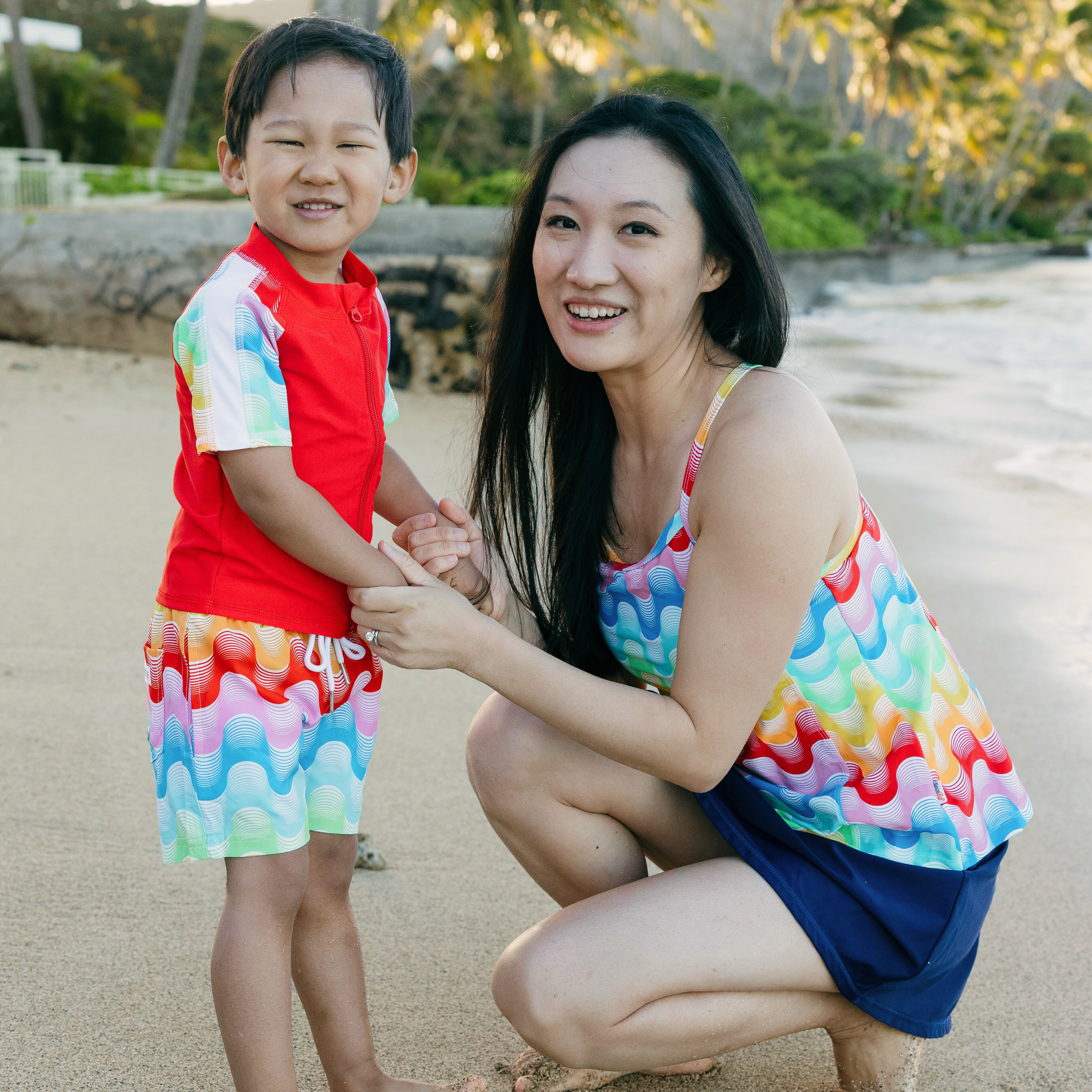 Boys Short Sleeve Zipper Rash Guard and Swim Trunk Set | "Surf's Up"-SwimZip UPF 50+ Sun Protective Swimwear & UV Zipper Rash Guards-pos3