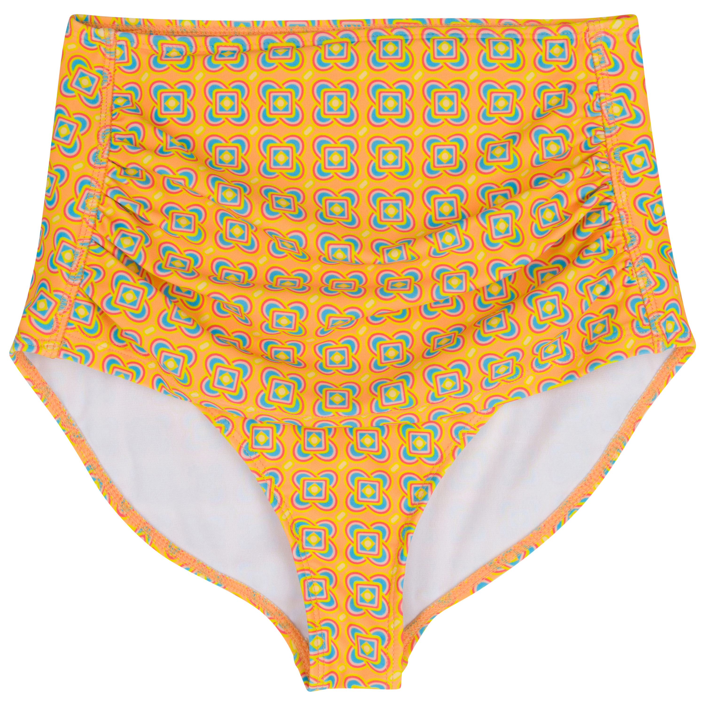 Women's High Waist Bikini Bottoms Ruched | "Kaleidoscope"-XS-Kaleidoscope-SwimZip UPF 50+ Sun Protective Swimwear & UV Zipper Rash Guards-pos1