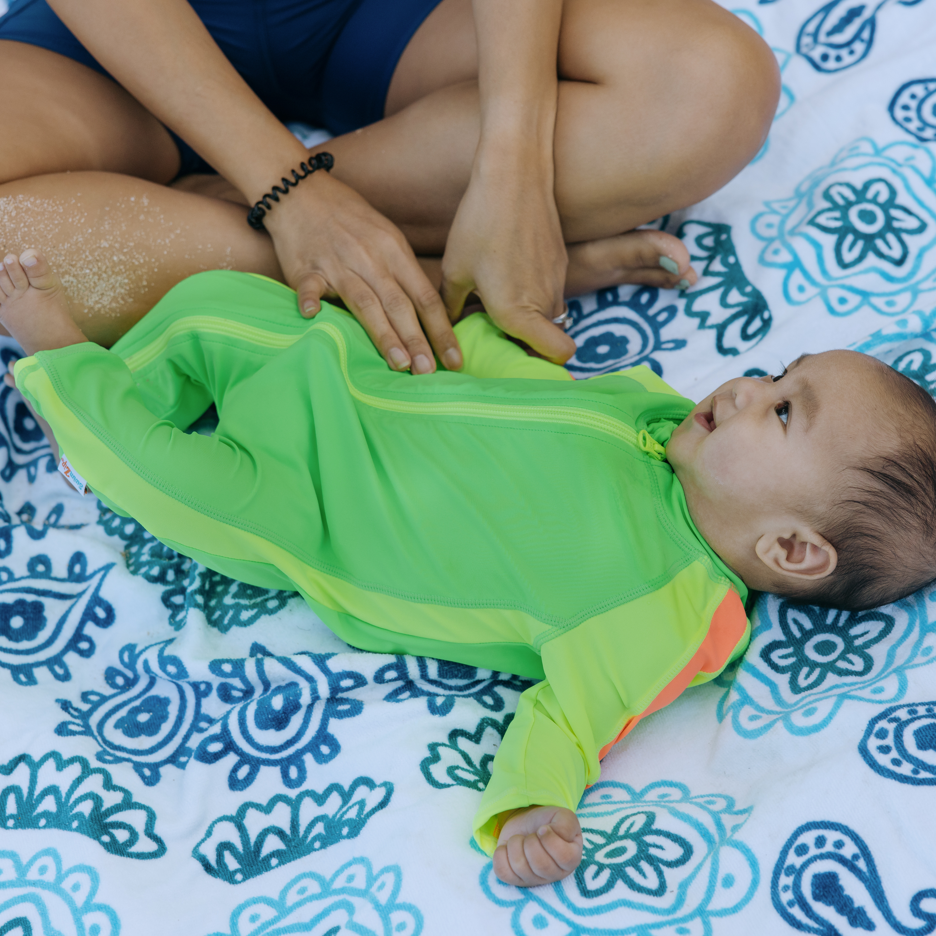 Sunsuit - Long Sleeve Romper Swimsuit | "Neon Green/Yellow"-SwimZip UPF 50+ Sun Protective Swimwear & UV Zipper Rash Guards-pos7