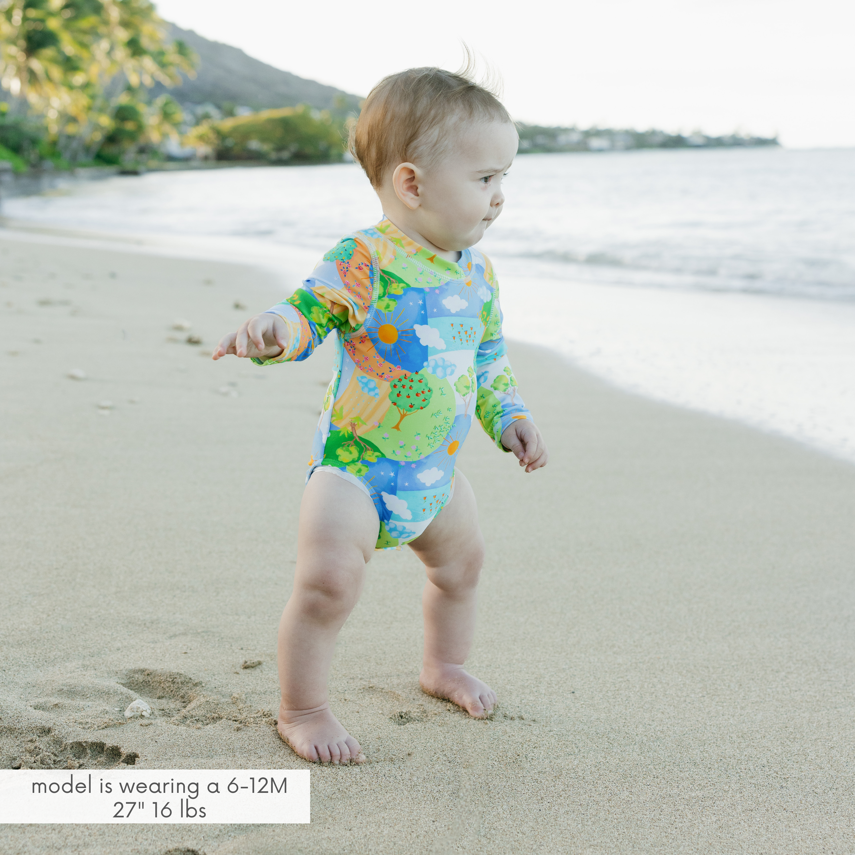Girls Long Sleeve Surf Suit (One Piece Bodysuit) | "Sunshine"-SwimZip UPF 50+ Sun Protective Swimwear & UV Zipper Rash Guards-pos2