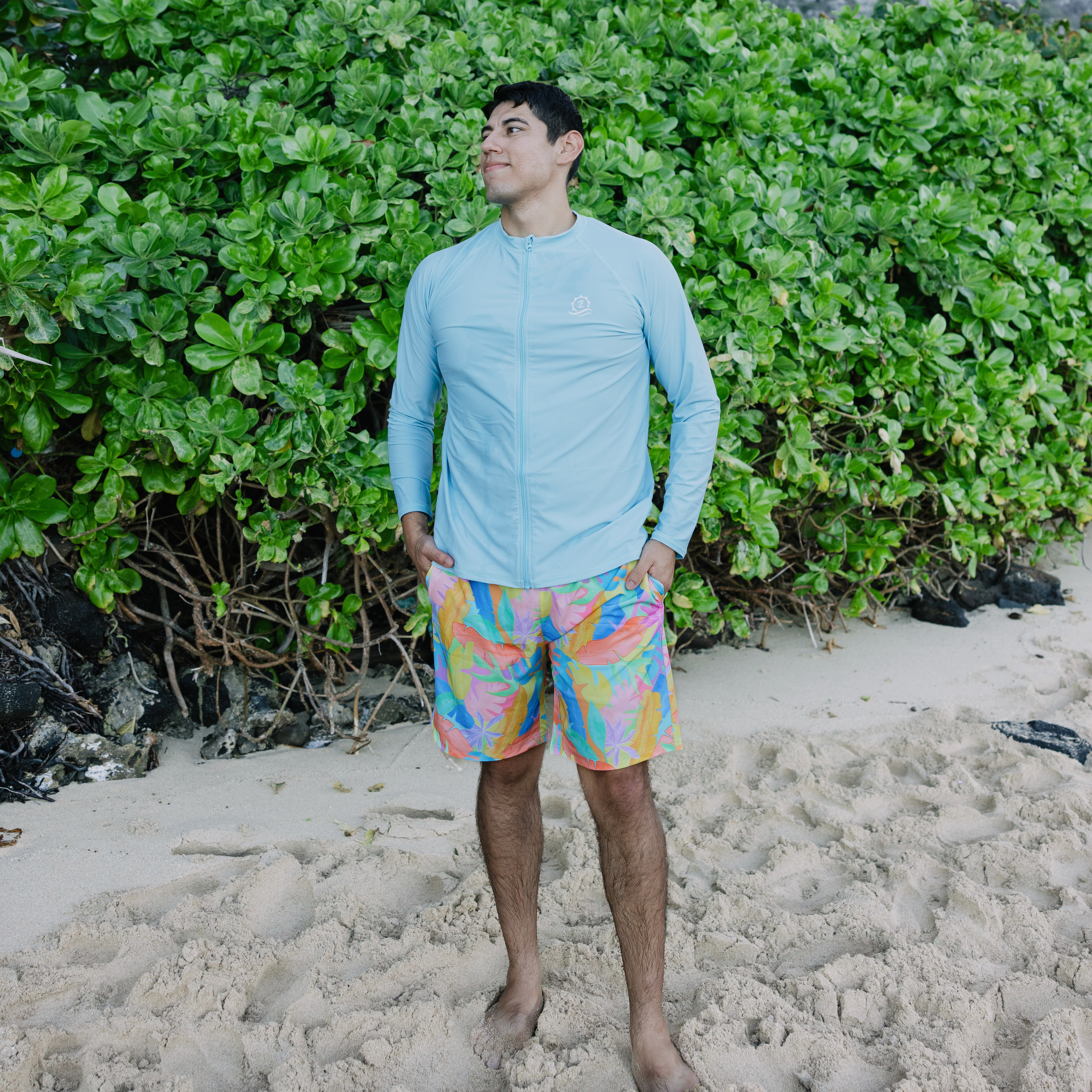 Men's 8" Swim Trunks Boxer Brief Liner | "Vibrant Vacay"-SwimZip UPF 50+ Sun Protective Swimwear & UV Zipper Rash Guards-pos10