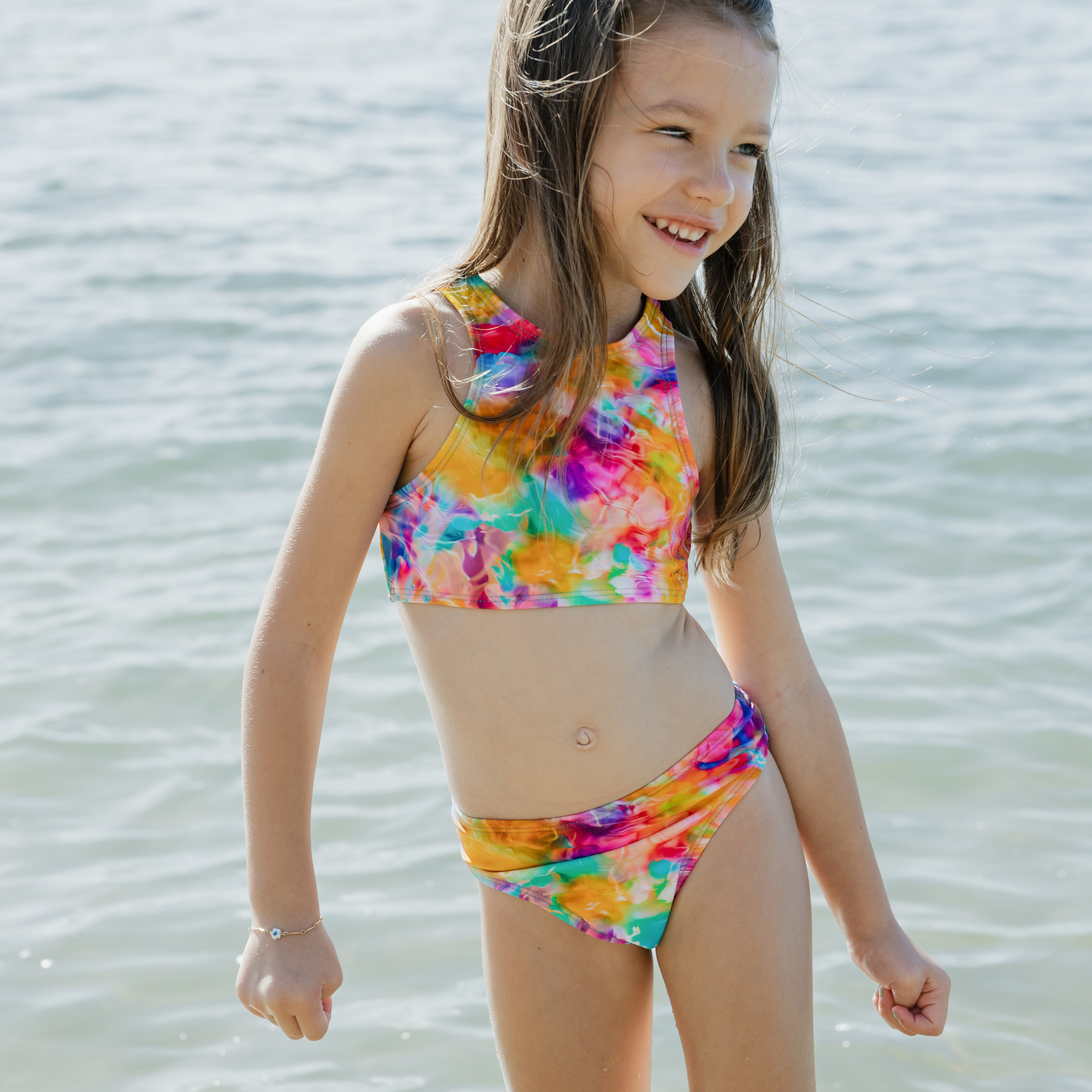 Girls Halter Top Bikini Set (2 Piece) | "Impressions"-SwimZip UPF 50+ Sun Protective Swimwear & UV Zipper Rash Guards-pos2