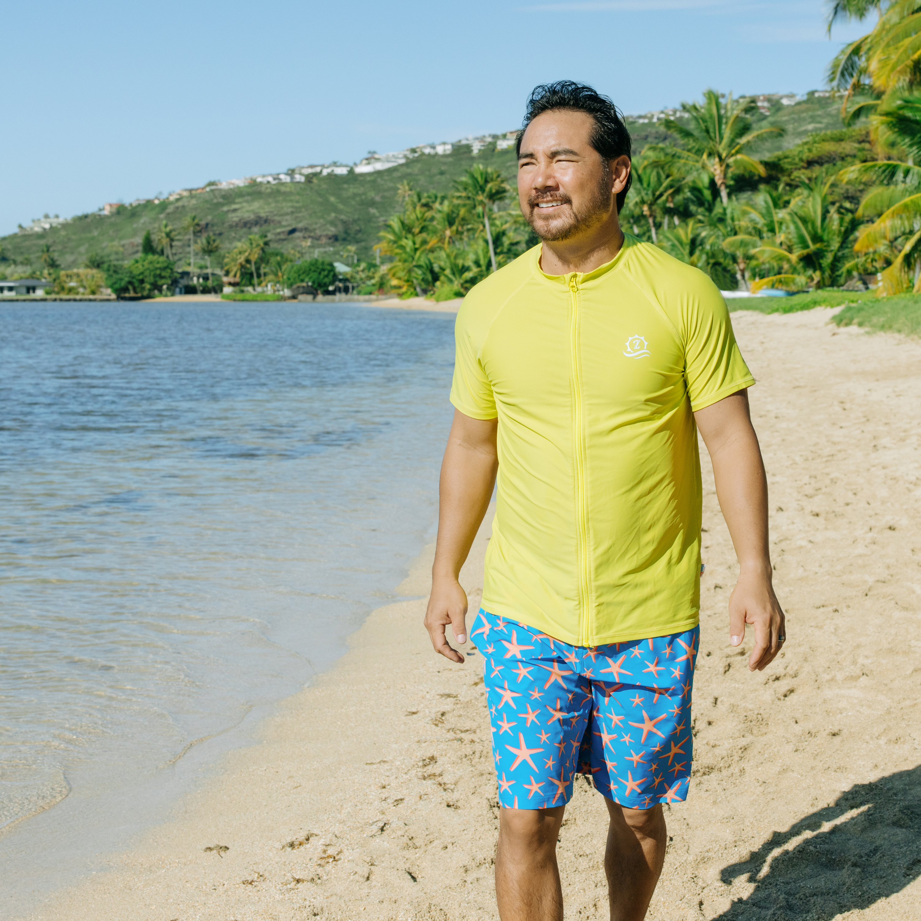 Men's 8" Swim Trunks Boxer Brief Liner | "Starfish"-SwimZip UPF 50+ Sun Protective Swimwear & UV Zipper Rash Guards-pos2