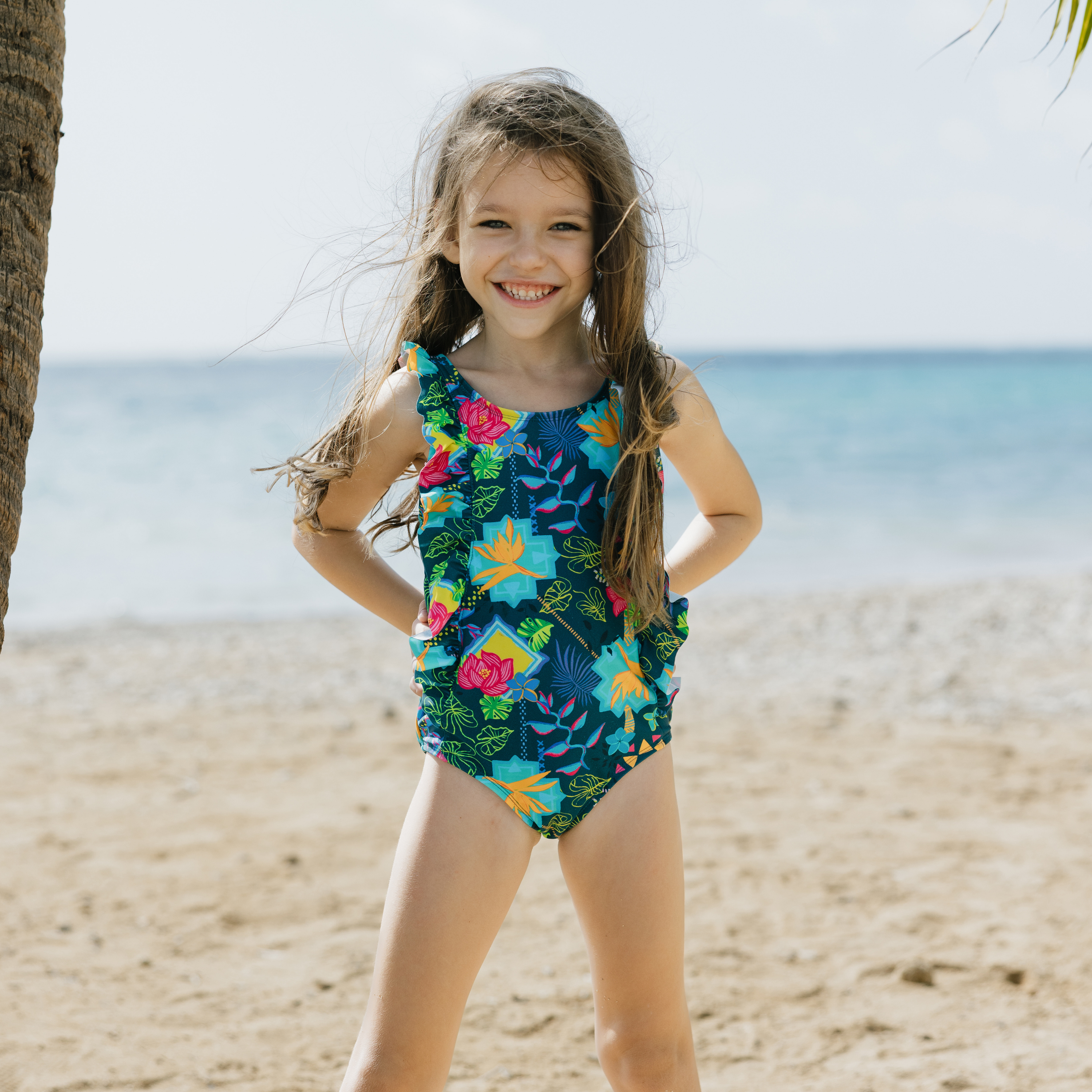 Girls Ruffle One-Piece Swimsuit | "Summer Max"-SwimZip UPF 50+ Sun Protective Swimwear & UV Zipper Rash Guards-pos2