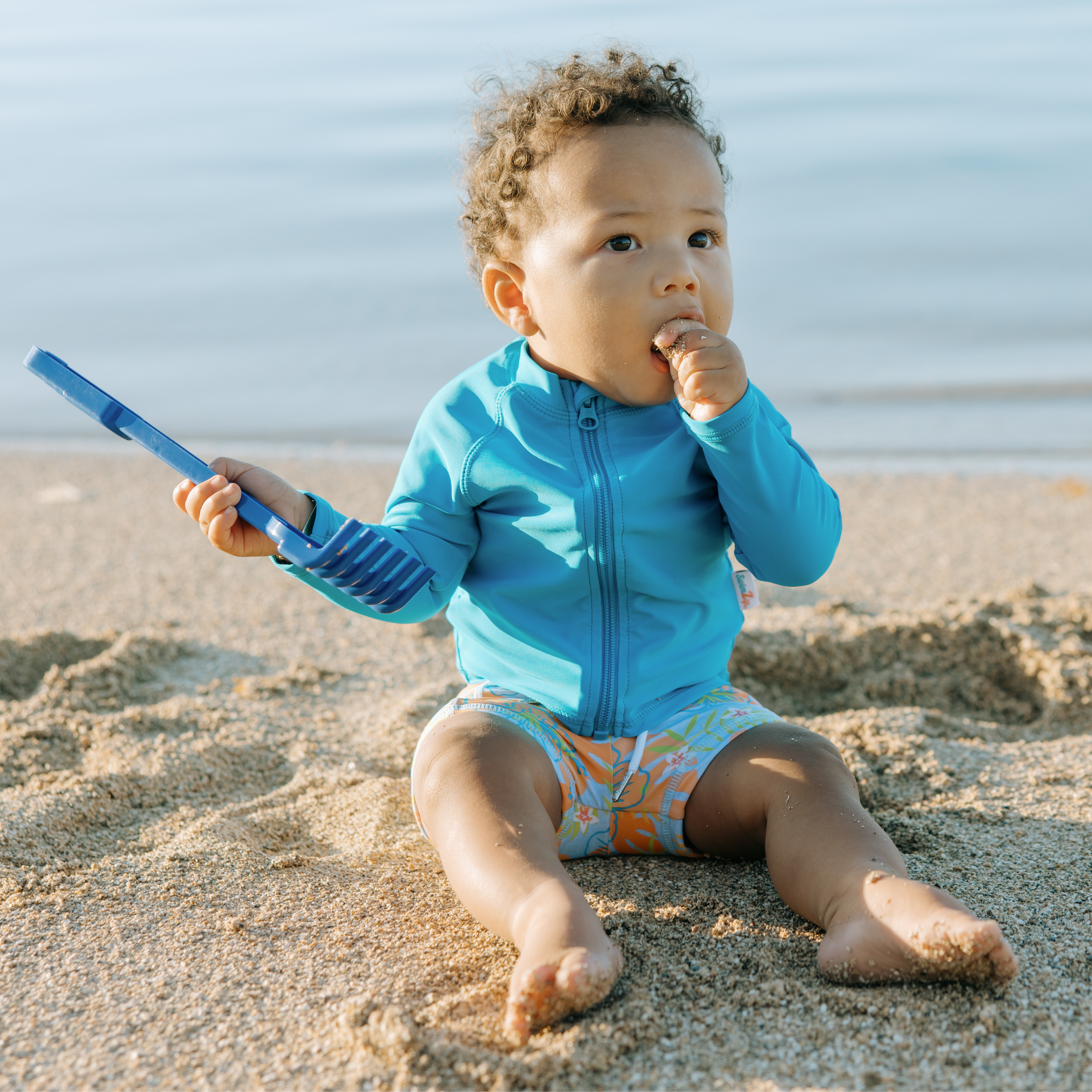 Kids Euro Swim Shorties | "Groovy"-SwimZip UPF 50+ Sun Protective Swimwear & UV Zipper Rash Guards-pos2