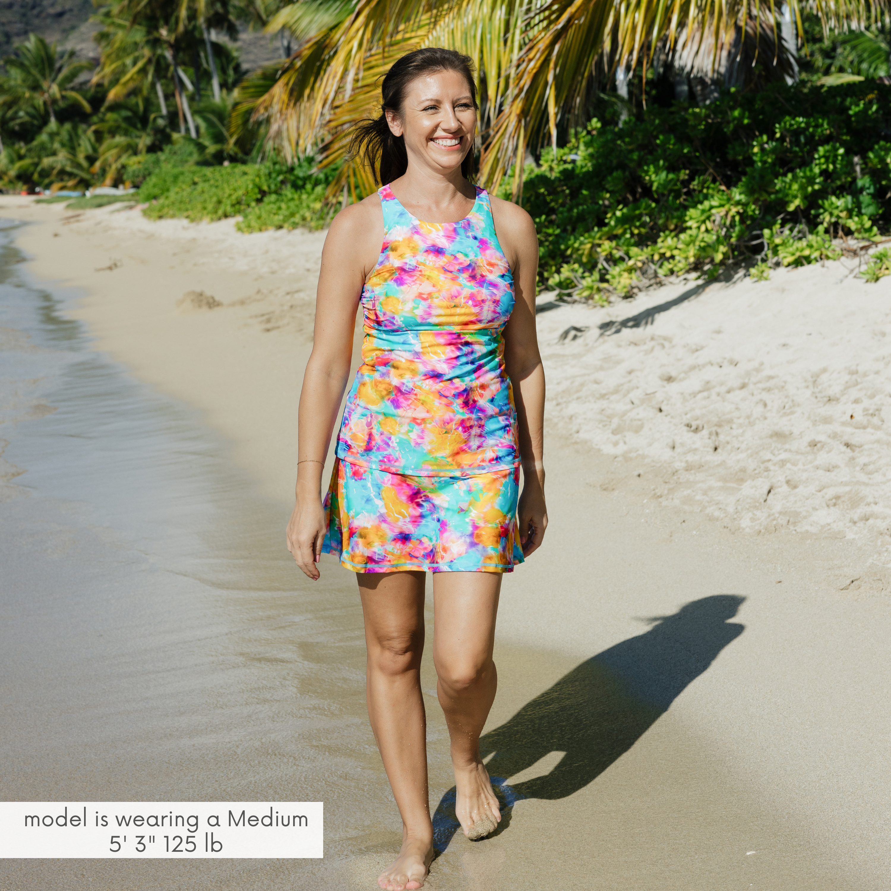 Women's A-Line Tummy Control Swim Skirt | "Impressions"-SwimZip UPF 50+ Sun Protective Swimwear & UV Zipper Rash Guards-pos2
